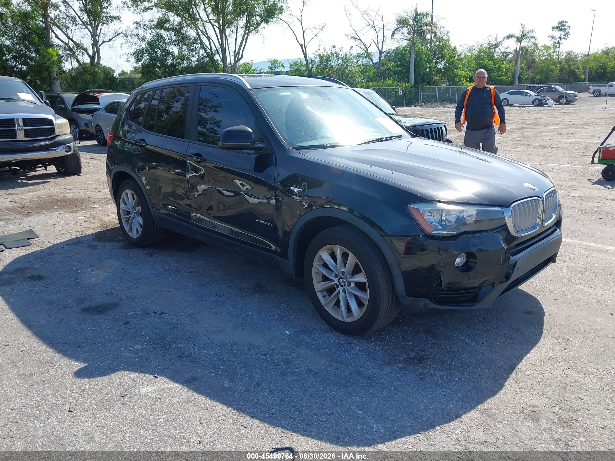 2015 BMW X3 xDrive28i, VIN 5UXWX9C50F0D60641 — Side