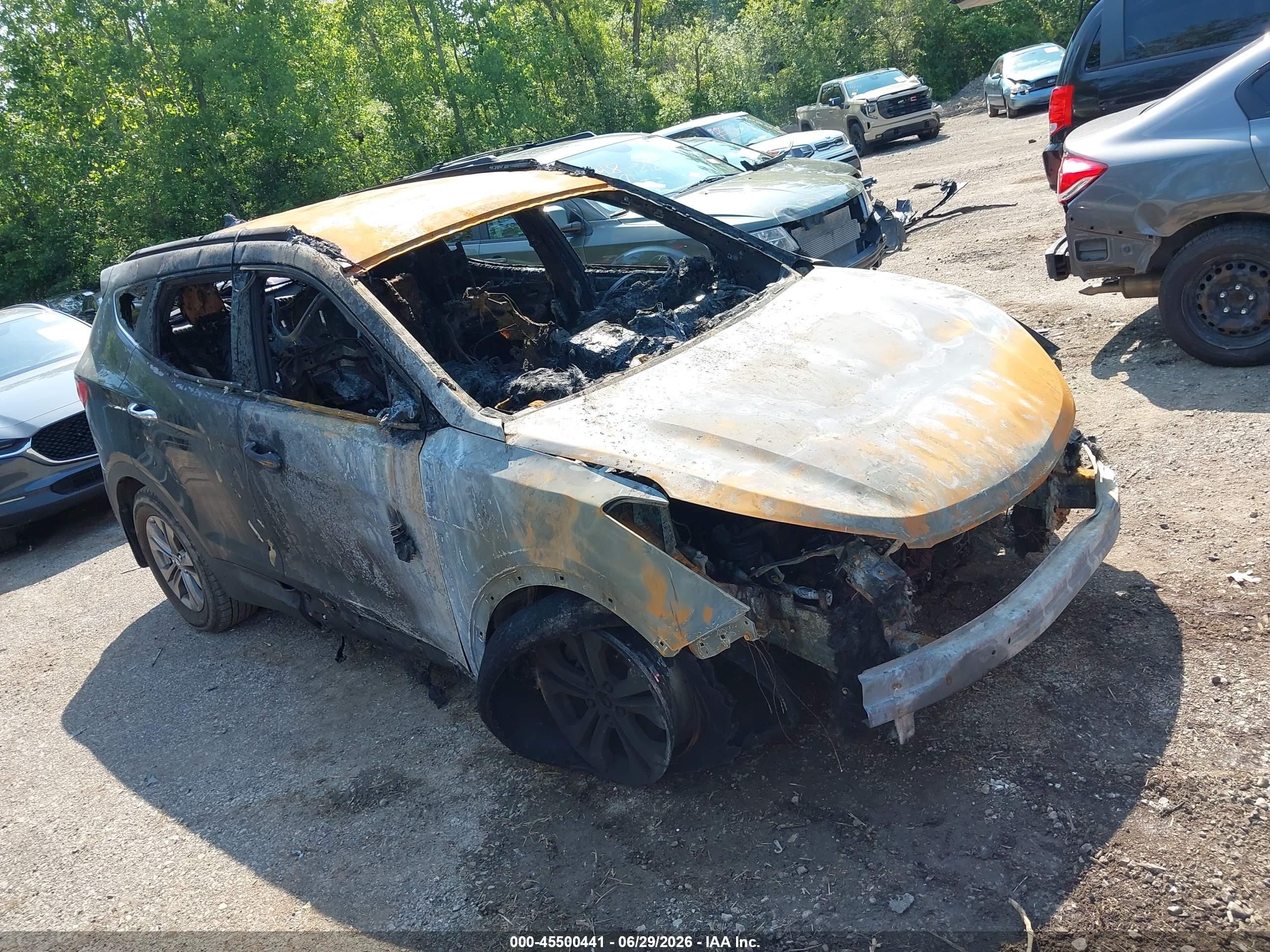 2013 Hyundai Santa Fe Sport, VIN 5XYZUDLB4DG052795 — Burn
