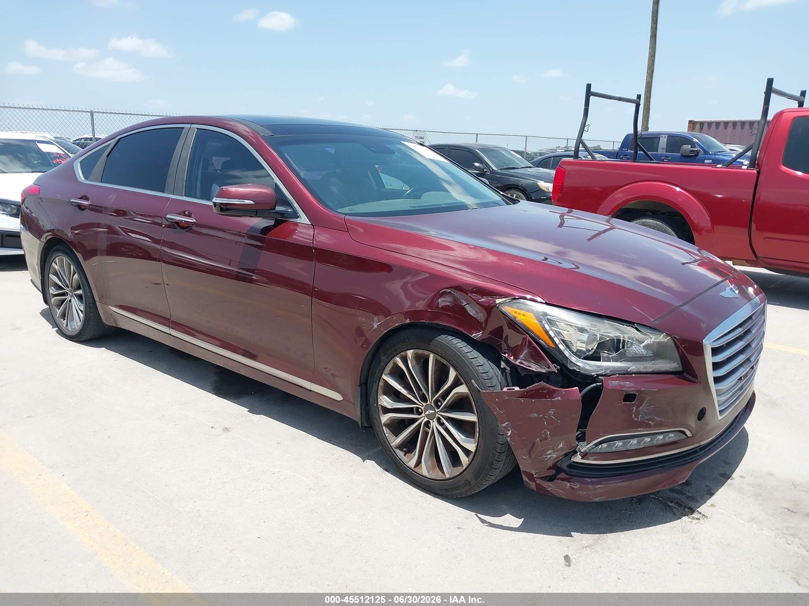2016 Hyundai Genesis 3.8L, VIN KMHGN4JEXGU107539 — Front end