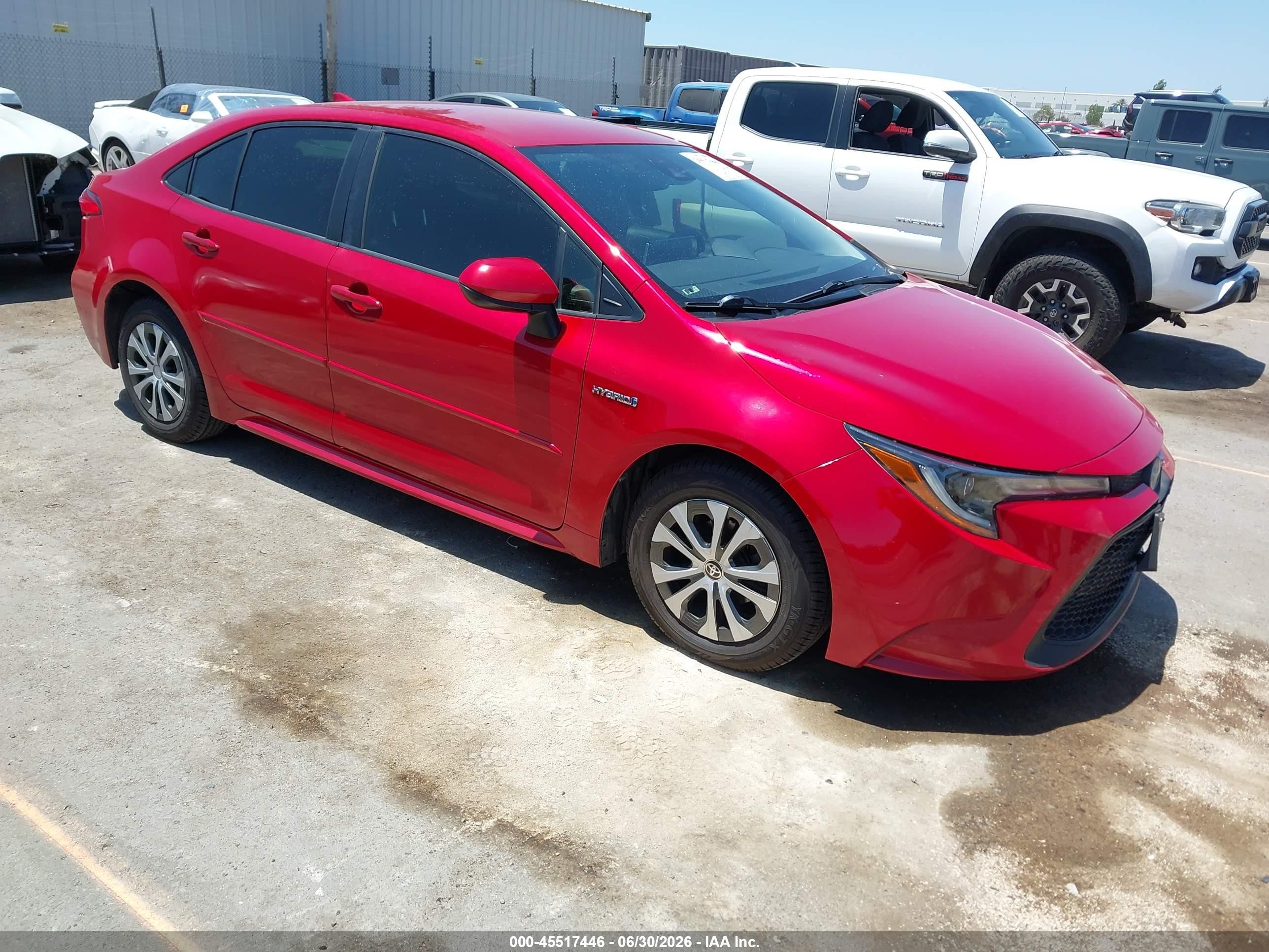 2020 Toyota Corolla Hybrid LE, VIN JTDEBRBE8LJ025854 — Side