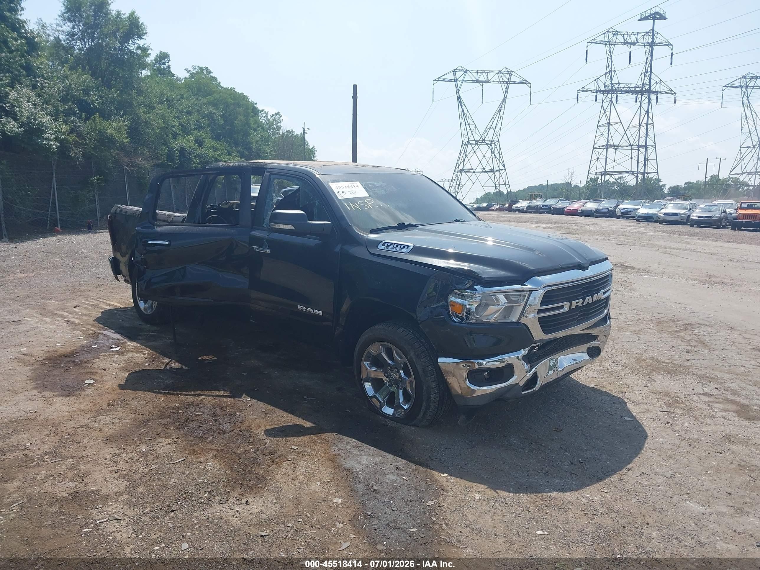 2019 Ram 1500 Big Horn, VIN 1C6SRFFT5KN881245 — Interior fire