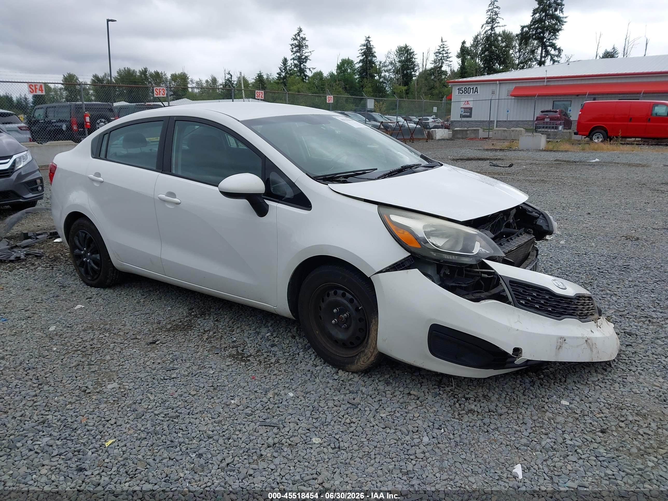 2012 Kia Rio LX, VIN KNADM4A39C6045359 — Front end