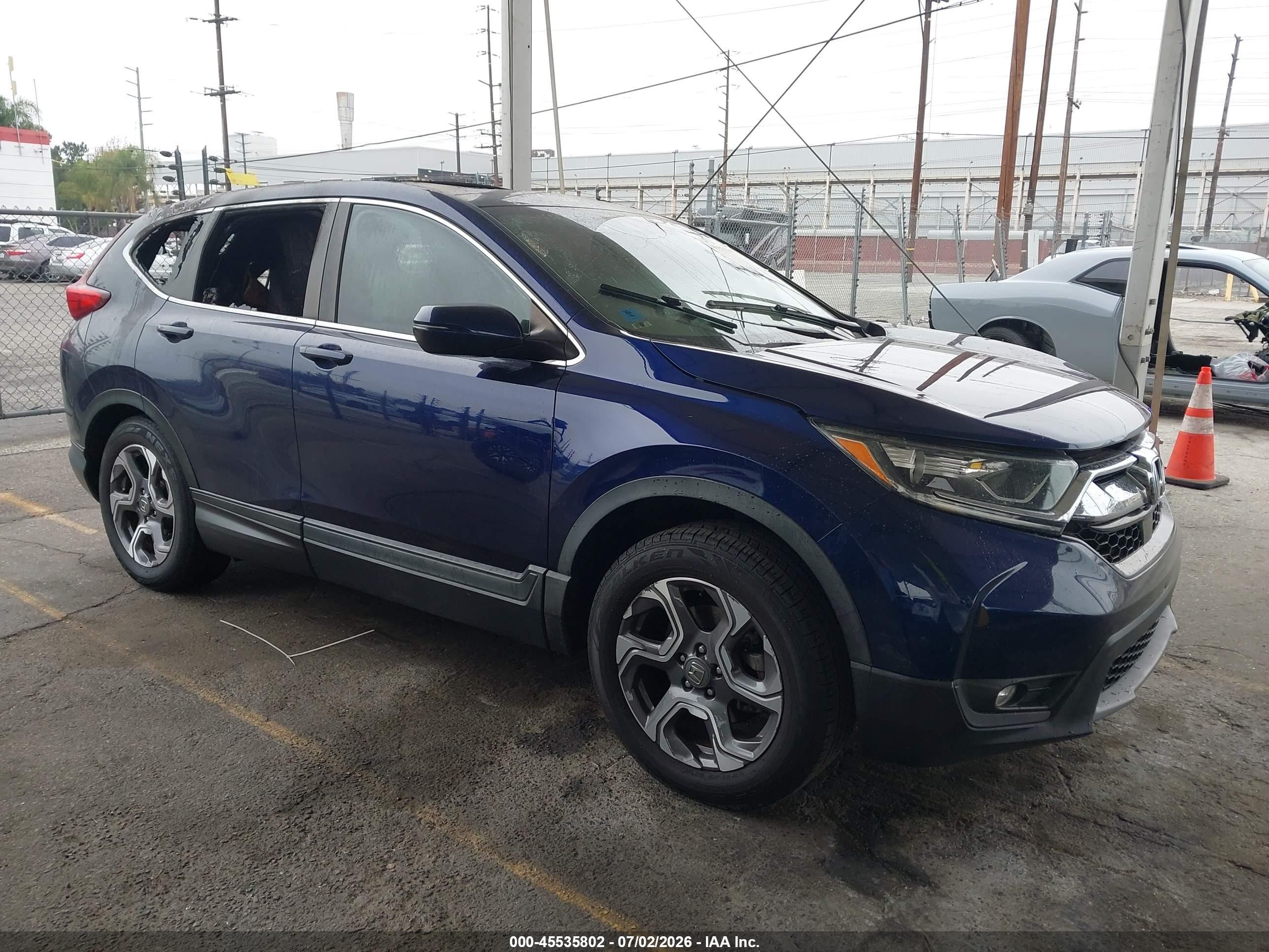 2017 Honda CR-V EX, VIN 7FARW1H57HE011302 — Burn