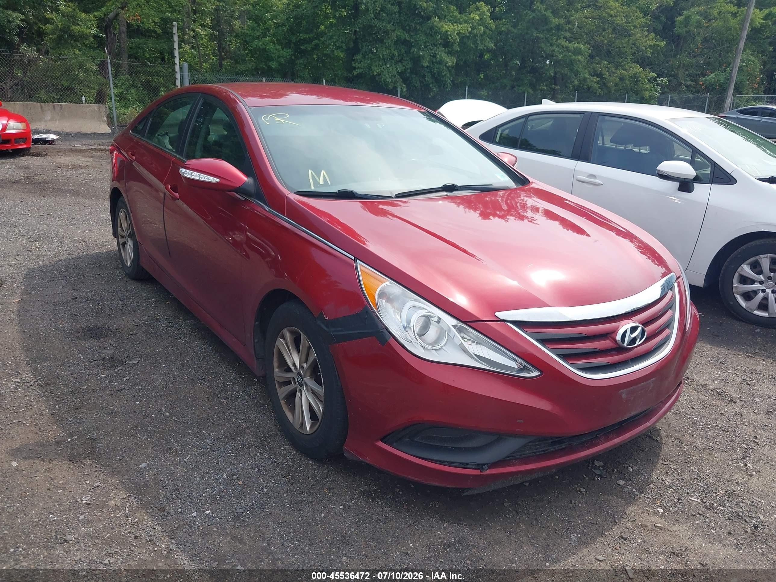 2014 Hyundai Sonata GLS, VIN 5NPEB4AC1EH873511 — Engine fire