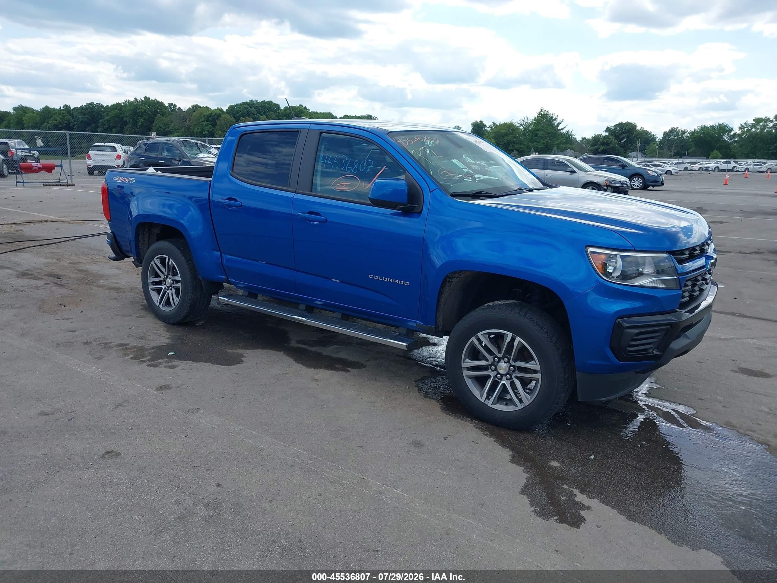 2021 Chevrolet Colorado 4WD Work Truck, VIN 1GCGTBEN3M1281040 — Side