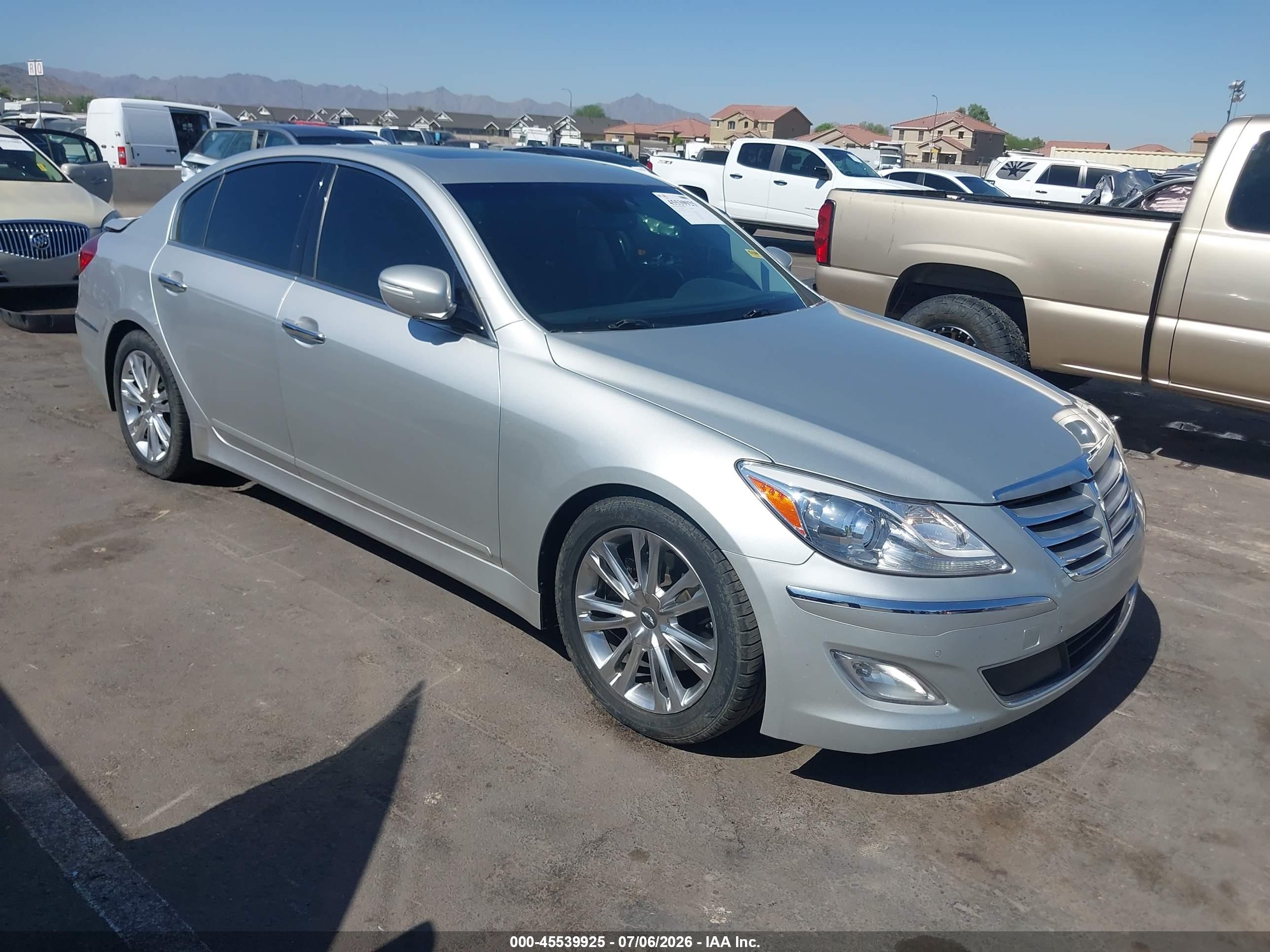 2013 Hyundai Genesis 3.8L, VIN KMHGC4DD2DU242518 — Rear end