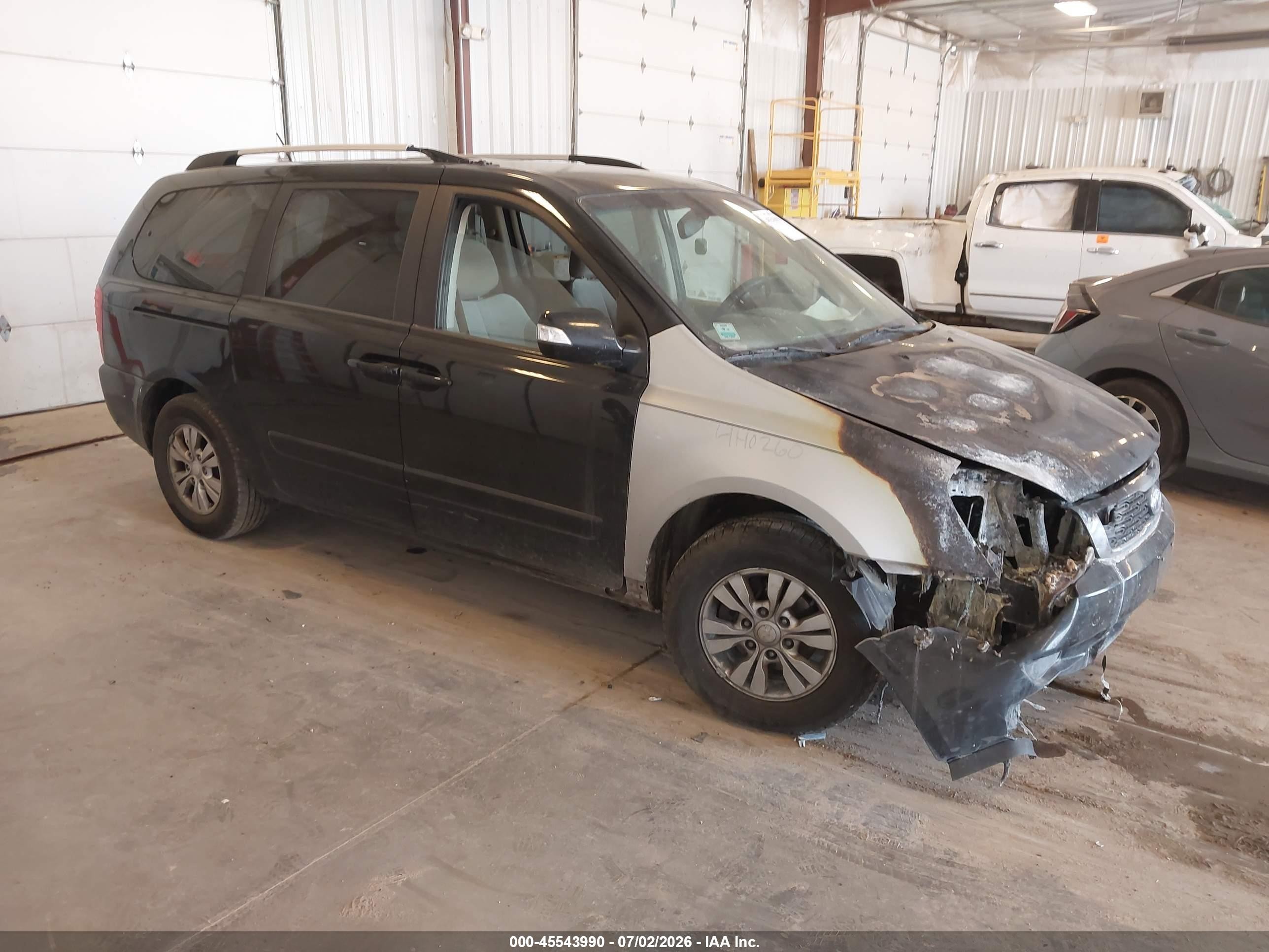 2012 Kia Sedona LX, VIN KNDMG4C74C6485693 — Engine fire