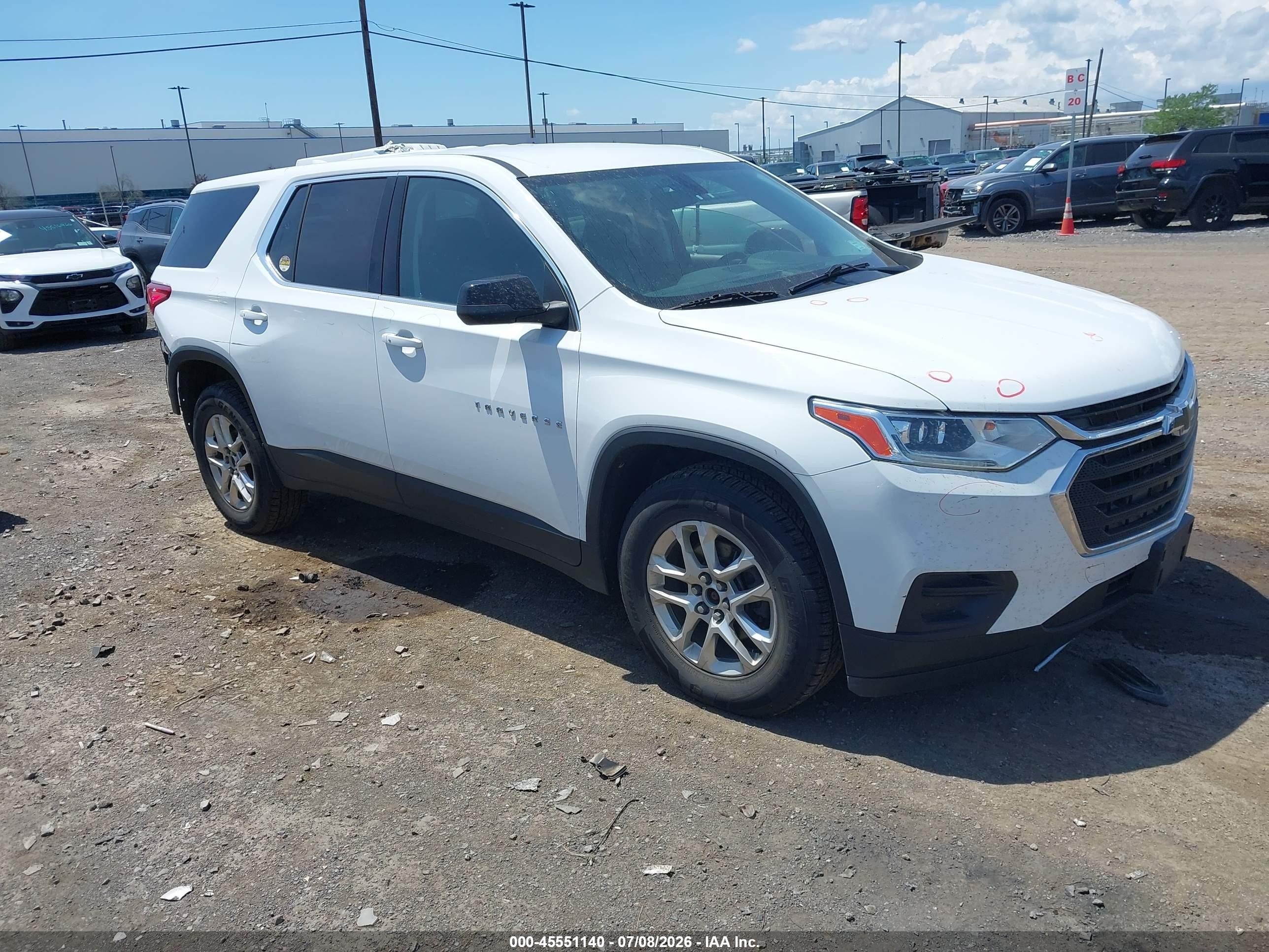 2021 Chevrolet Traverse LS, VIN 1GNEVFKW6MJ159737 — Rear end