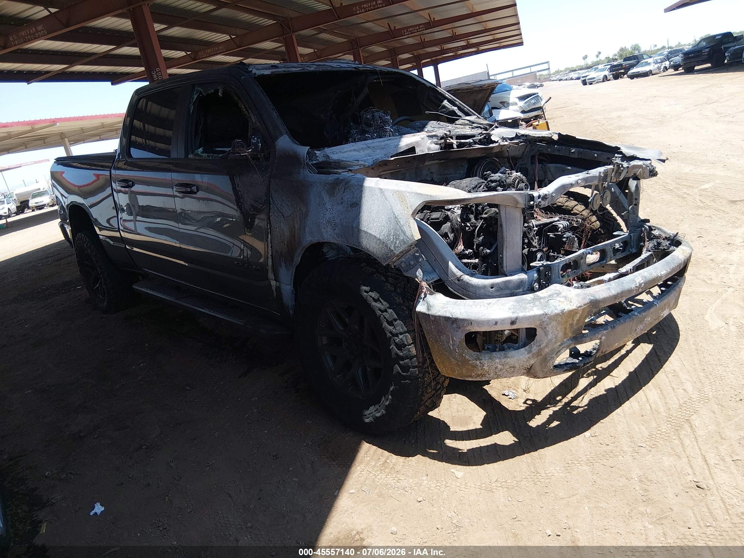 2020 Ram 1500 Sport, VIN 1C6SRFTT0LN259903 — Engine fire