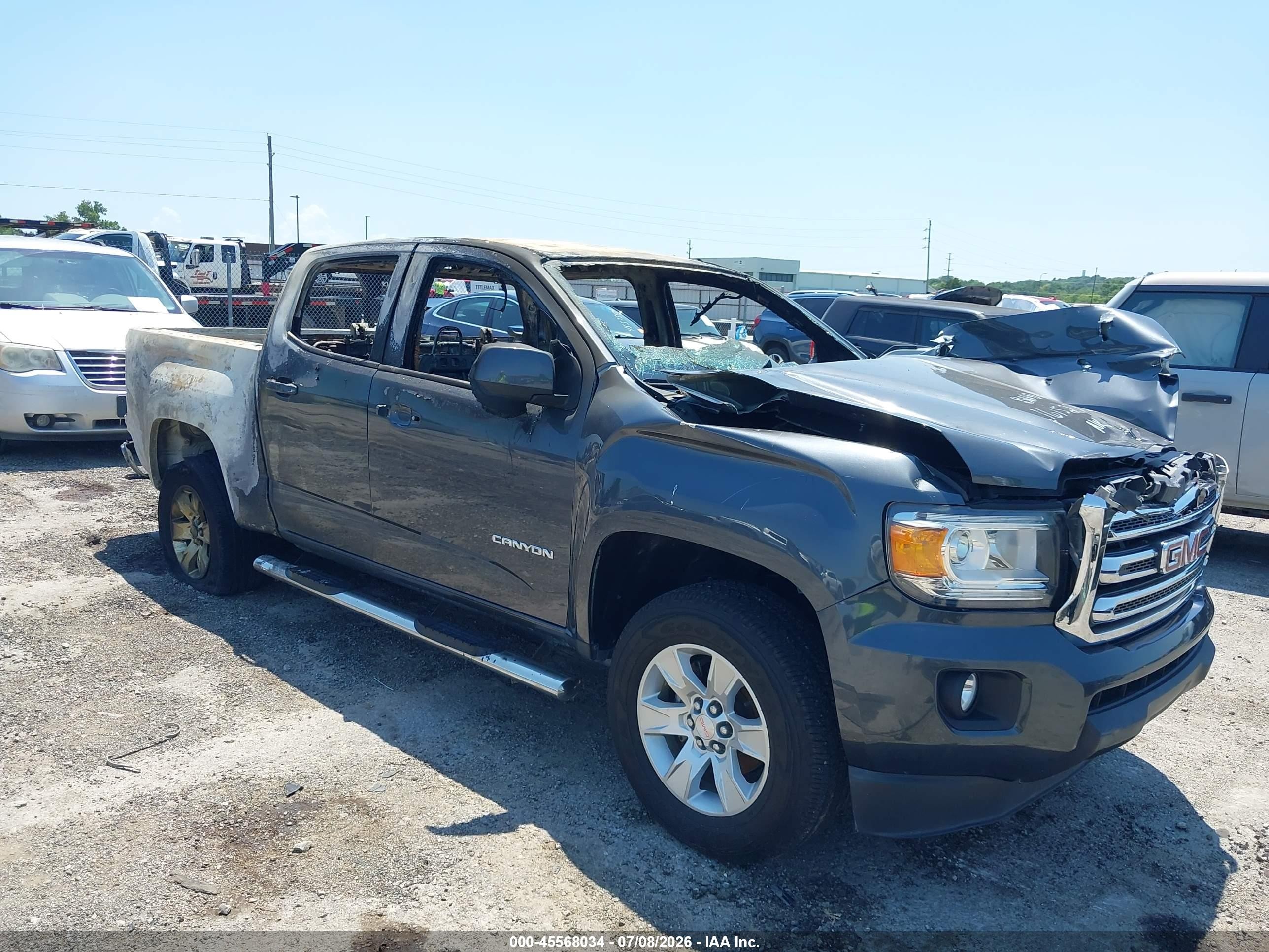 2016 GMC Canyon 2WD SLE, VIN 1GTG5CE33G1285690 — Пожар
