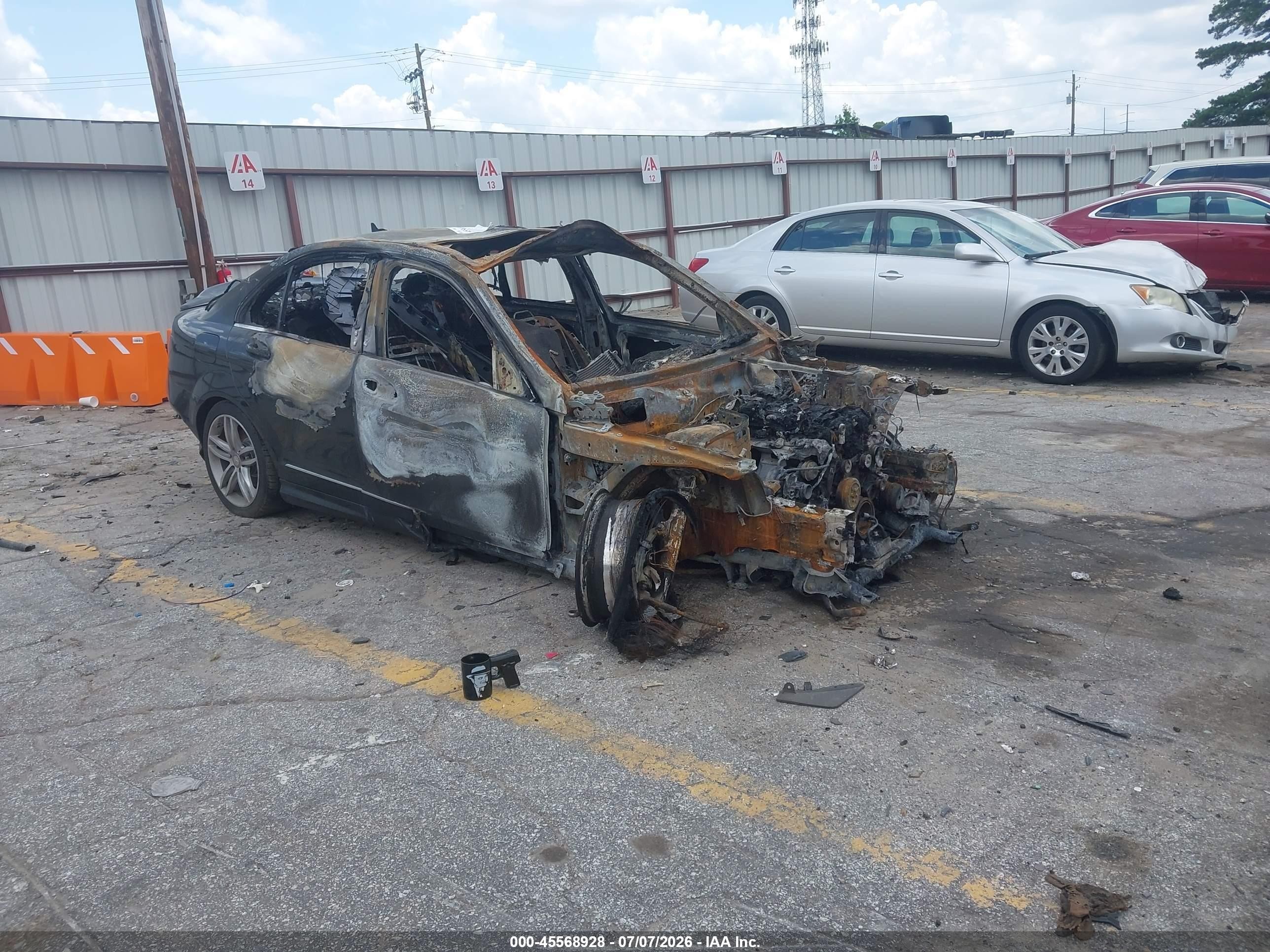 2014 Mercedes-Benz C 250 Sport, VIN WDDGF4HB1EA953625 — Engine fire