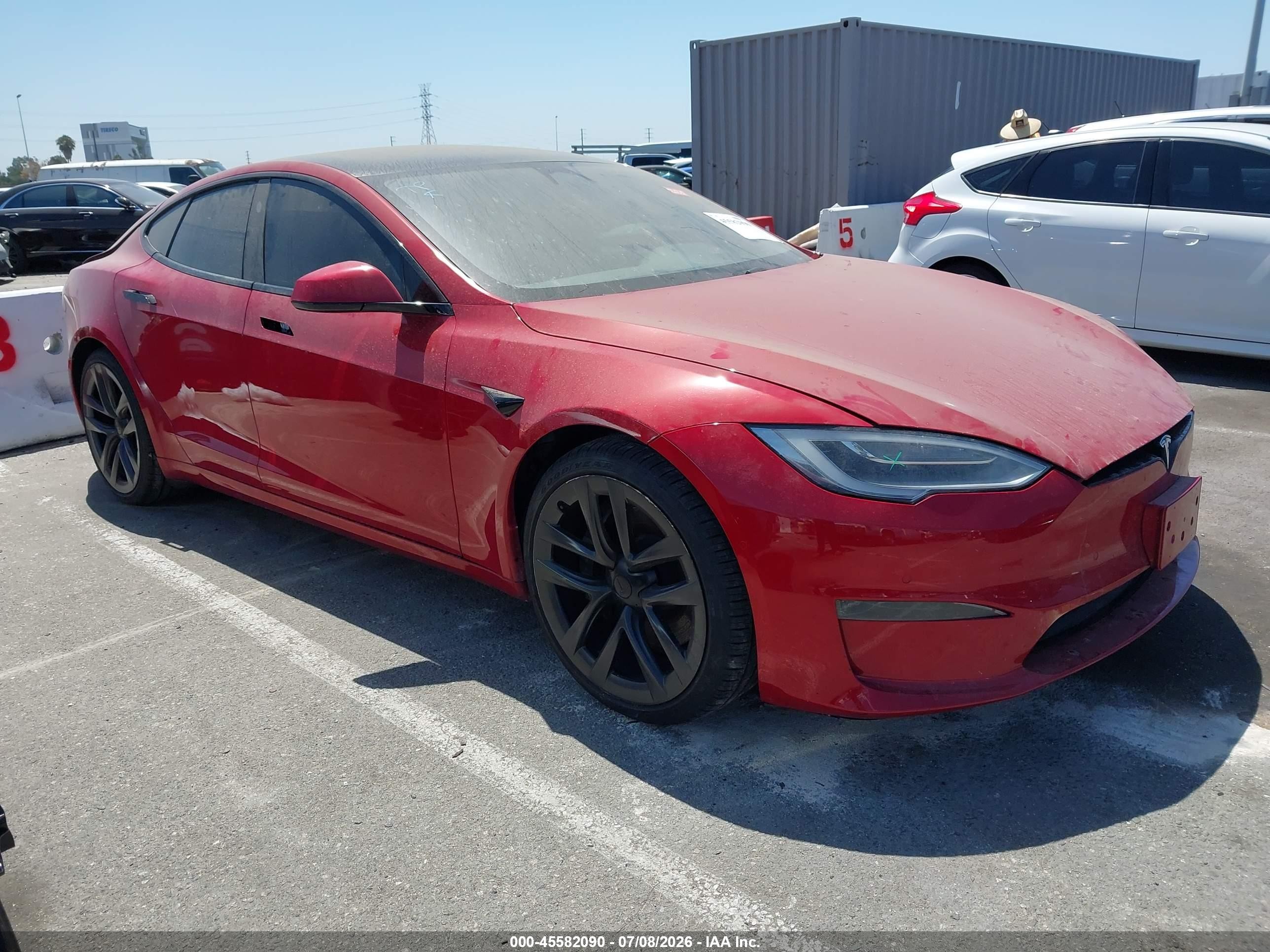 2021 Tesla Model S Long Range, VIN 5YJSA1E53MF428801 — Rear end