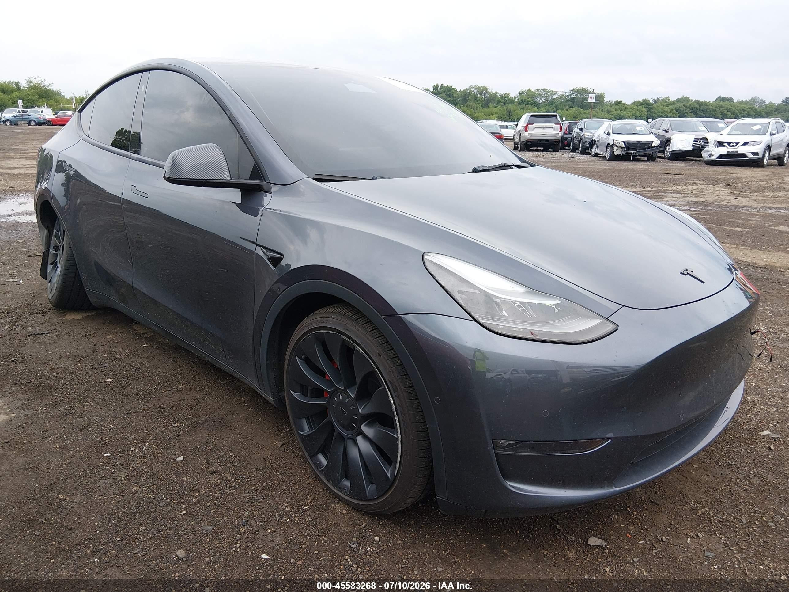 2022 Tesla Model Y Performance, VIN 7SAYGDEF1NF394655 — Side