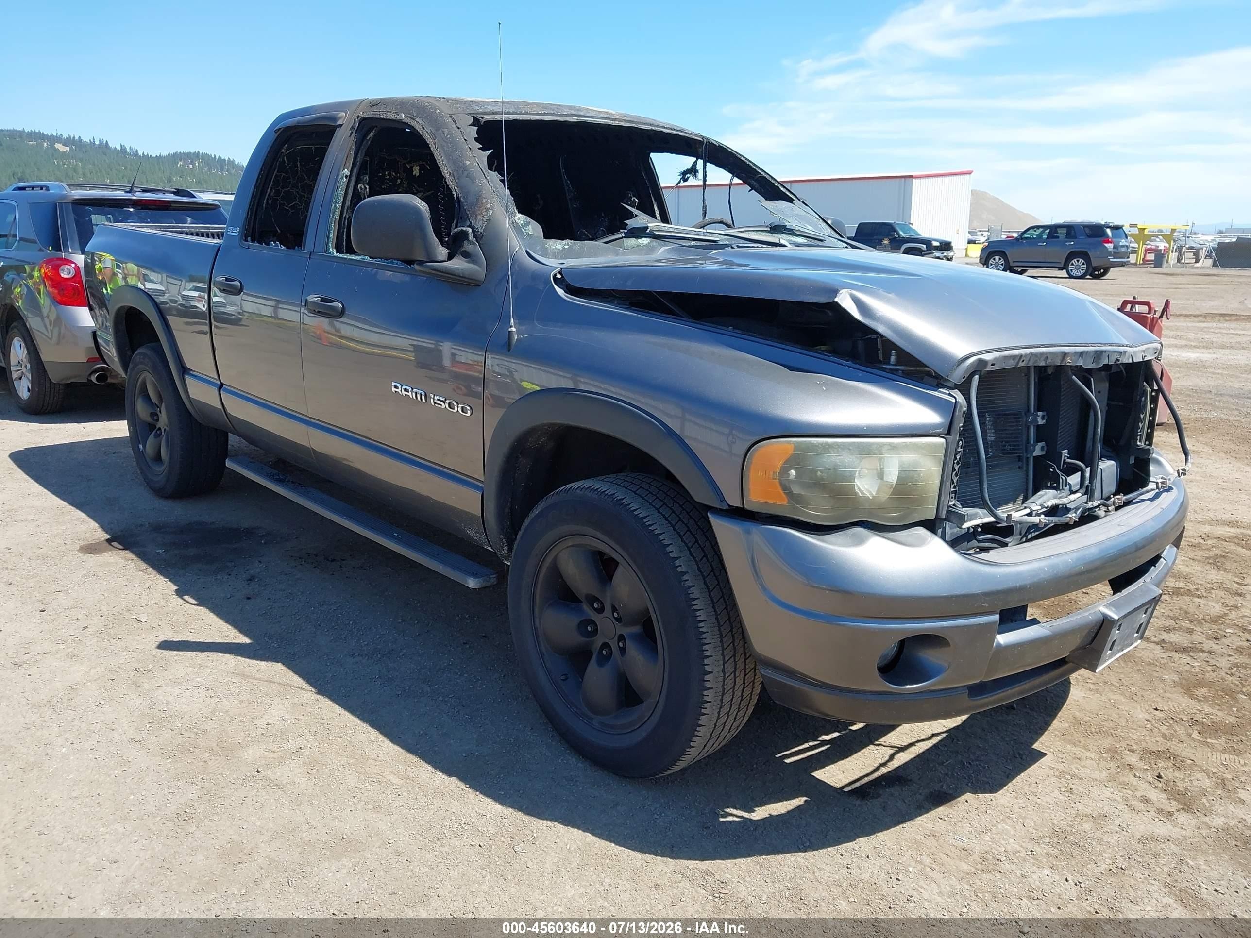 2002 Dodge 1500, VIN 1D7HU18N32J184253 — Interior fire