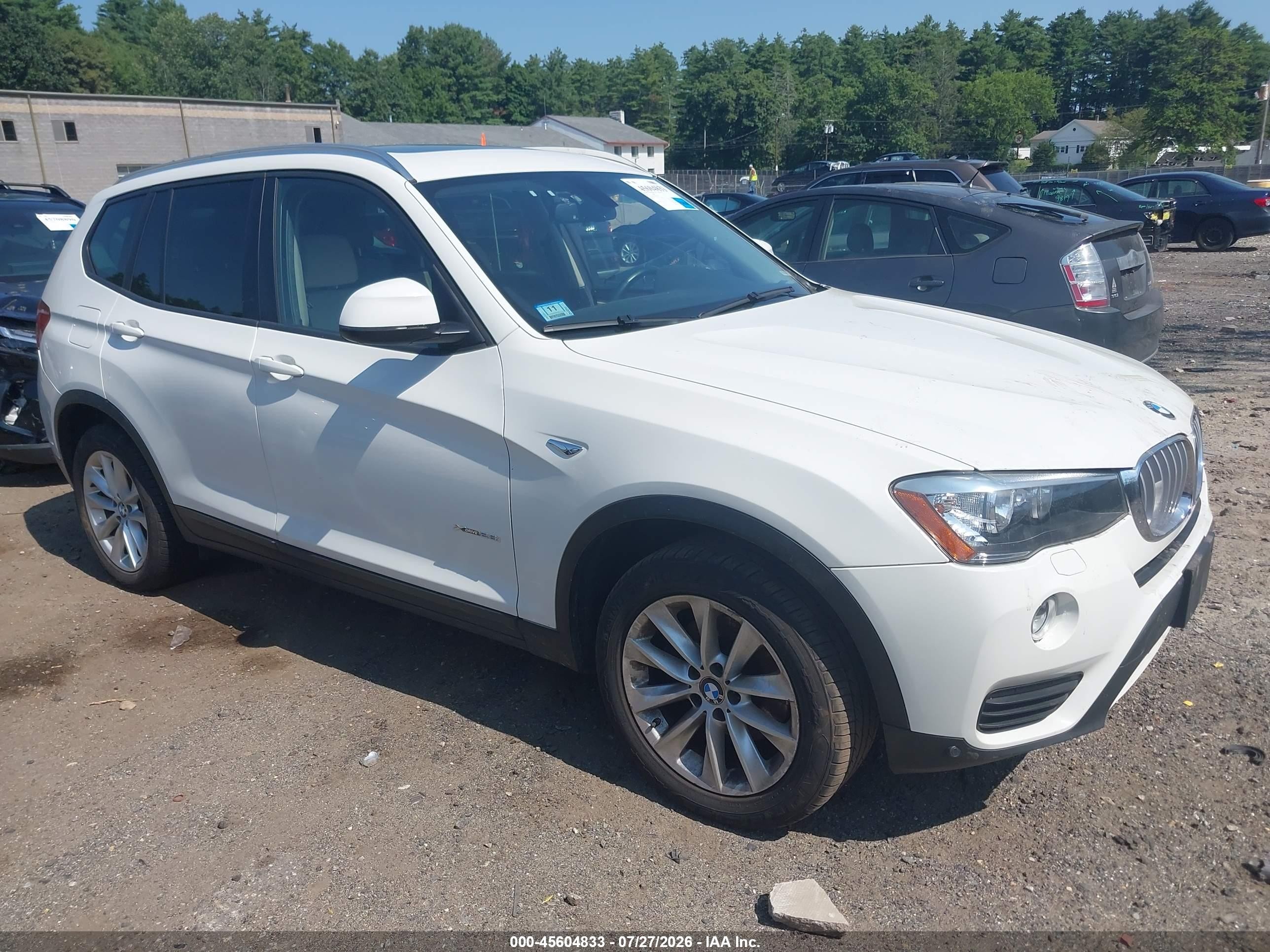 2017 BMW X3 xDrive28i, VIN 5UXWX9C38H0T23920 — Engine fire