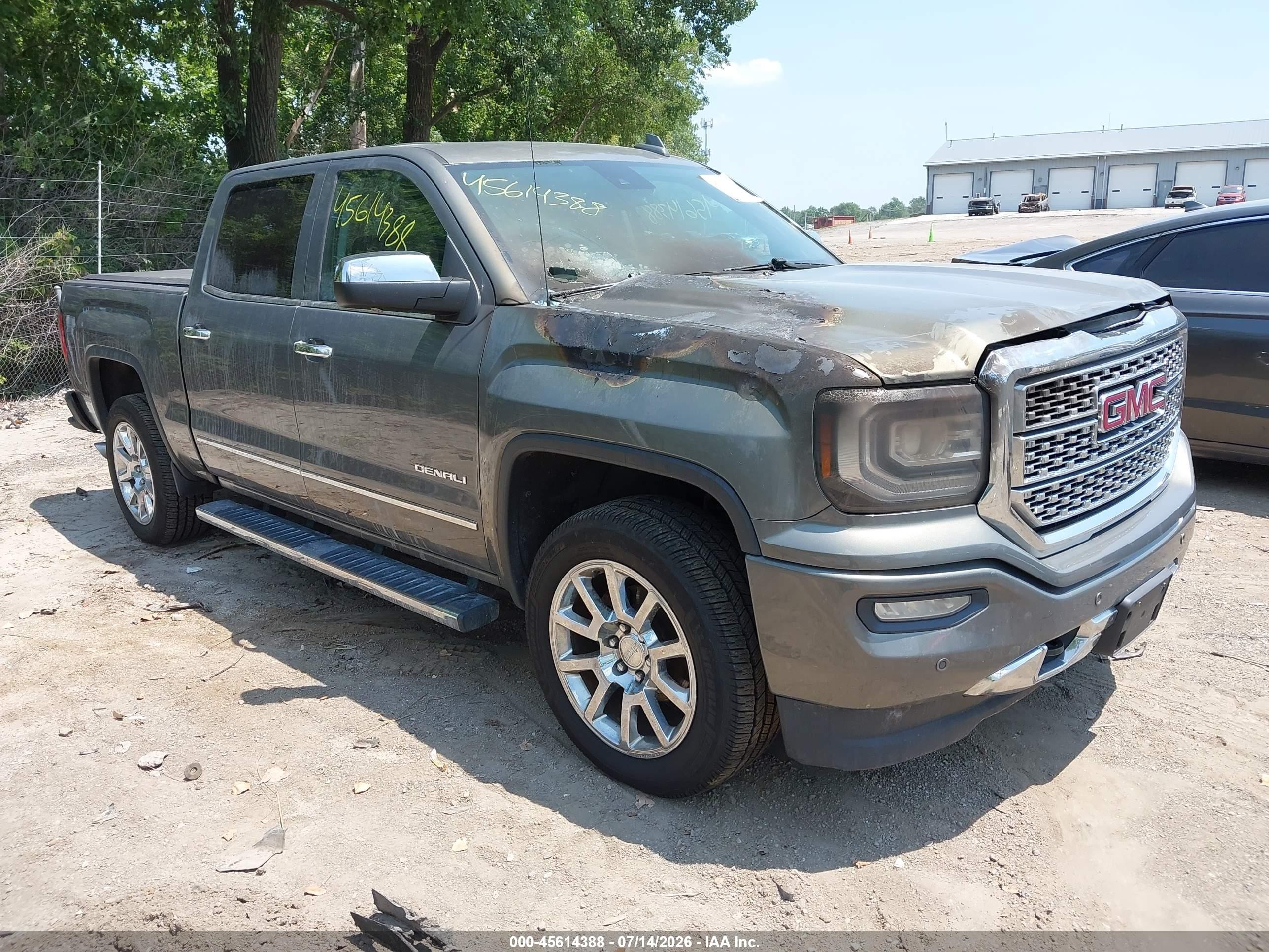 2017 GMC Sierra 1500 Denali, VIN 3GTU2PEJXHG184280 — Engine fire