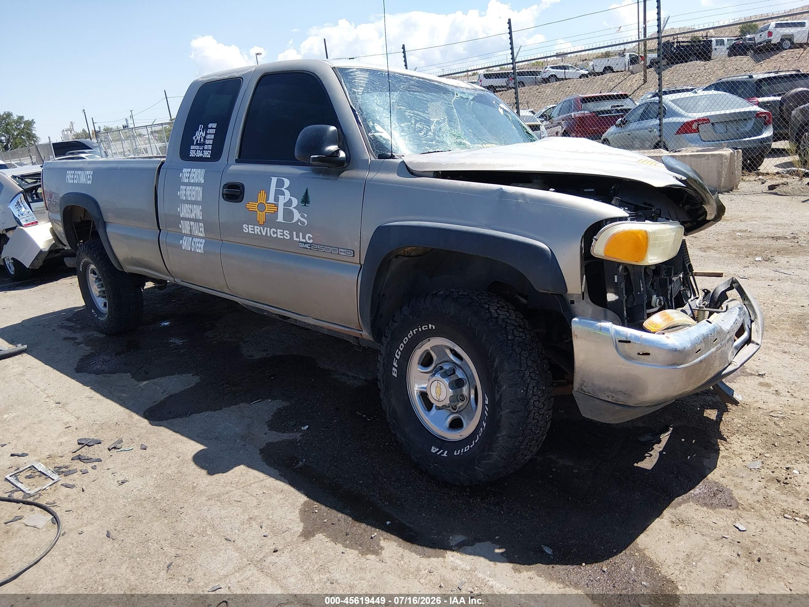 2002 GMC Sierra 2500HD SLE, VIN 1GTHK29U72E220689 — Rollover