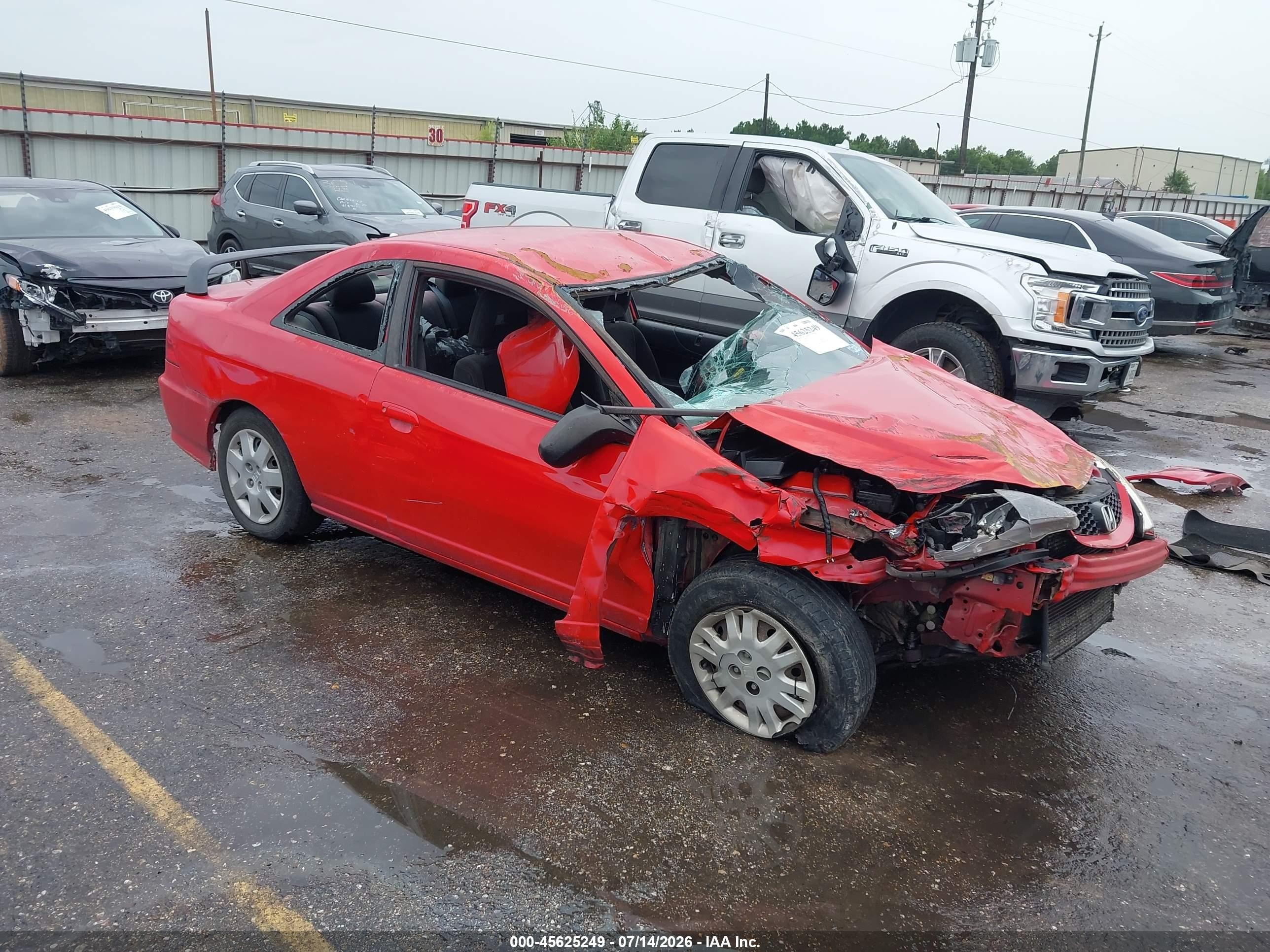 2004 Honda Civic LX, VIN 1HGEM22594L003760 — Опрокидывание