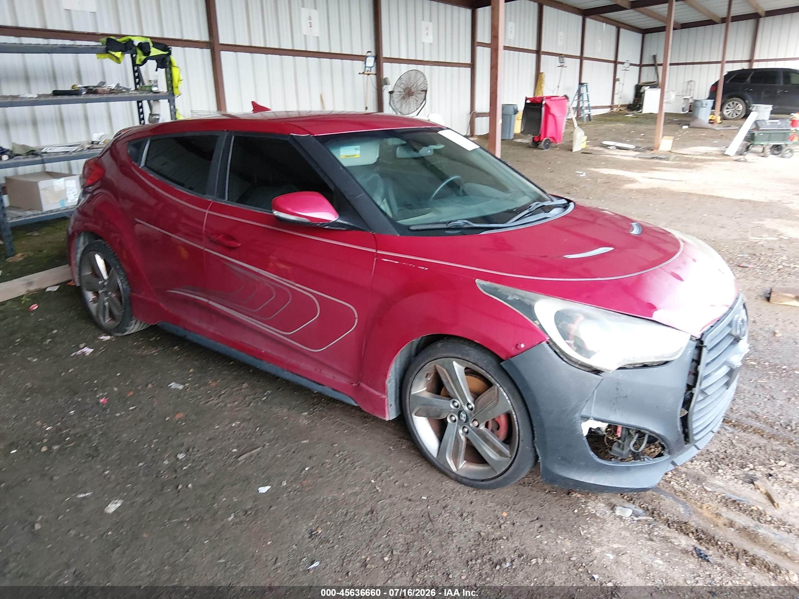 2013 Hyundai Veloster Turbo, VIN KMHTC6AEXDU160513 — Water / flood