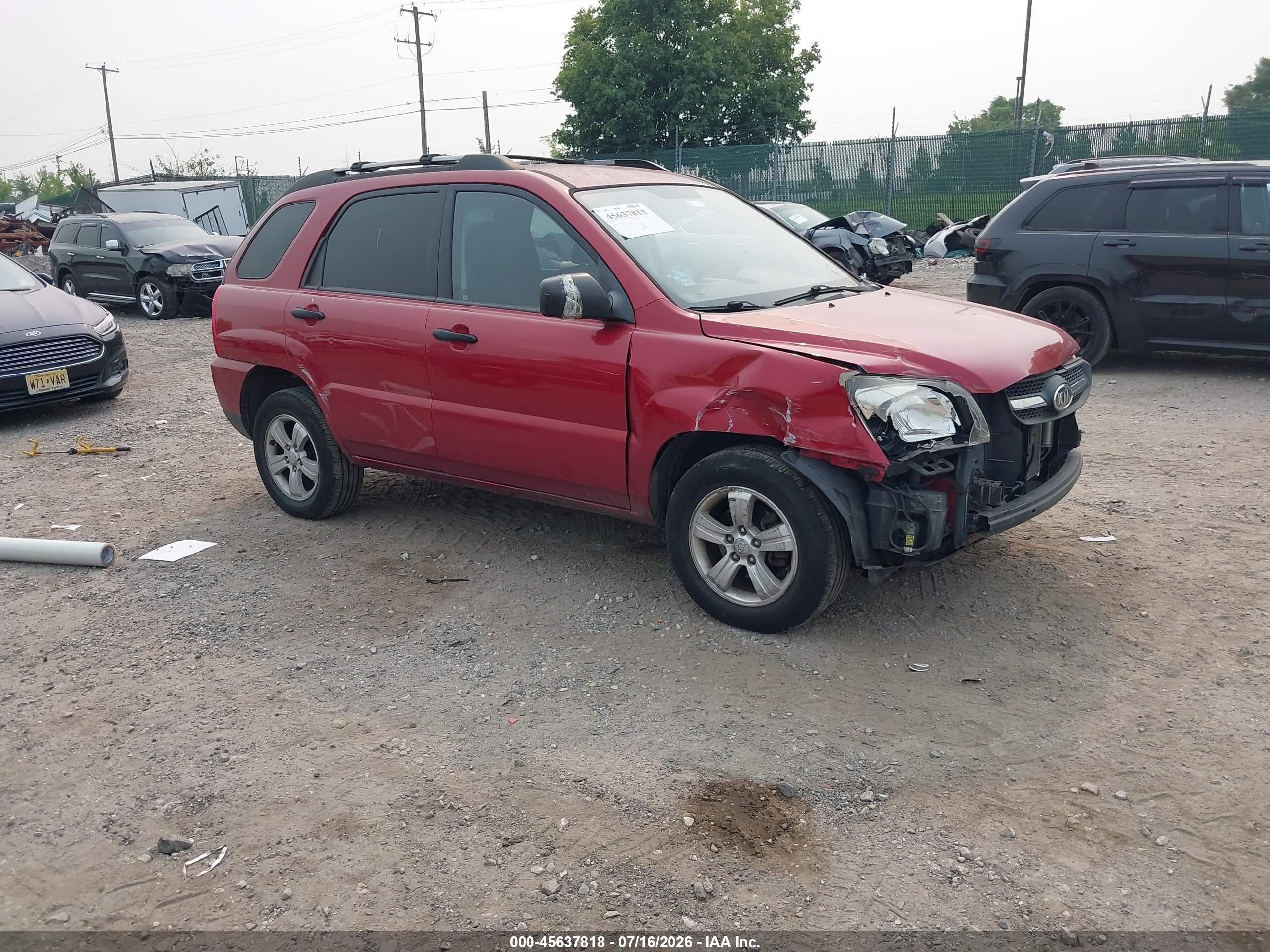 2009 Kia Sportage LX, VIN KNDJF724097641293 — Front end