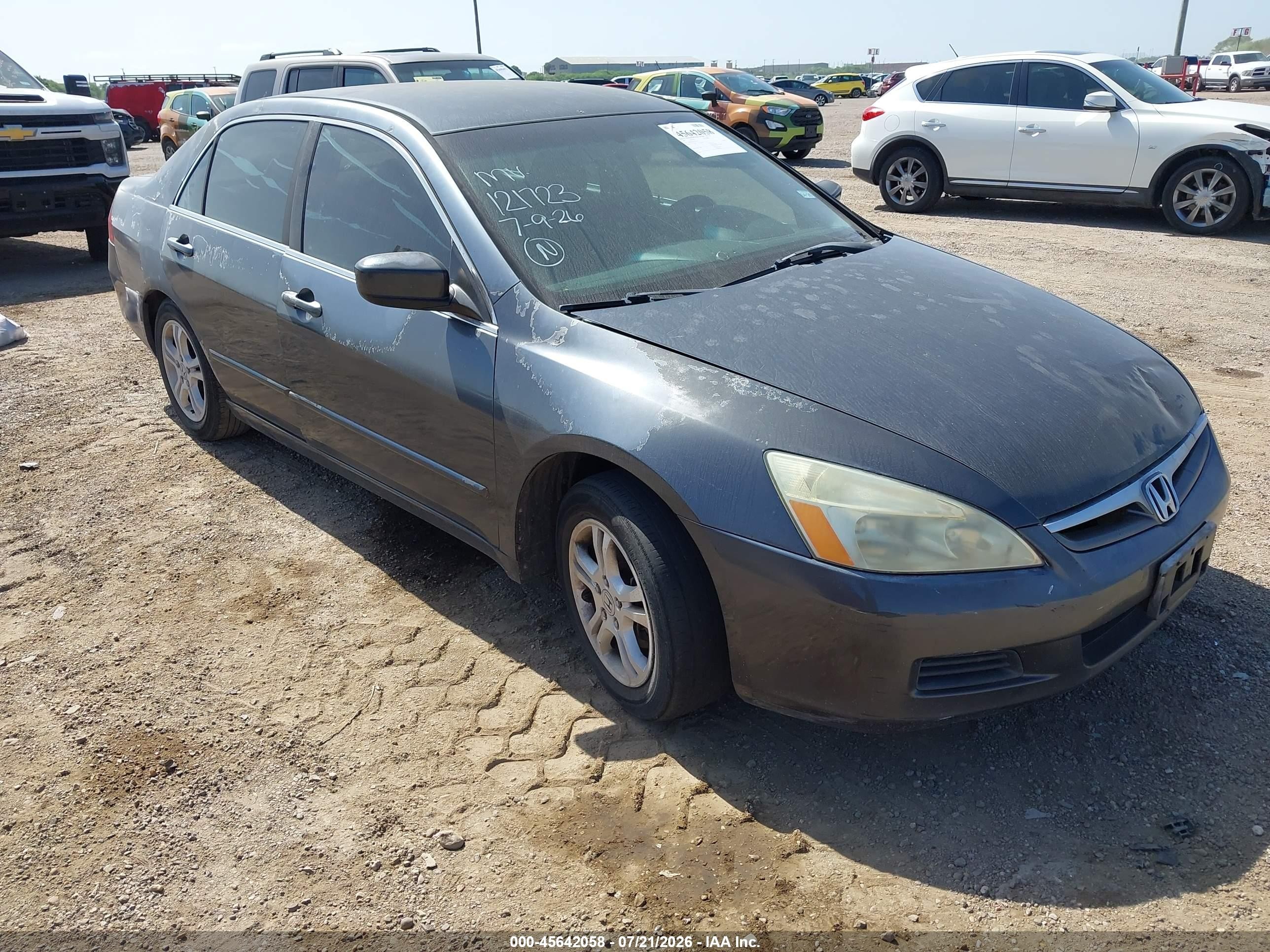 2007 Honda Accord LX SE, VIN 1HGCM563X7A121723 — Repossession