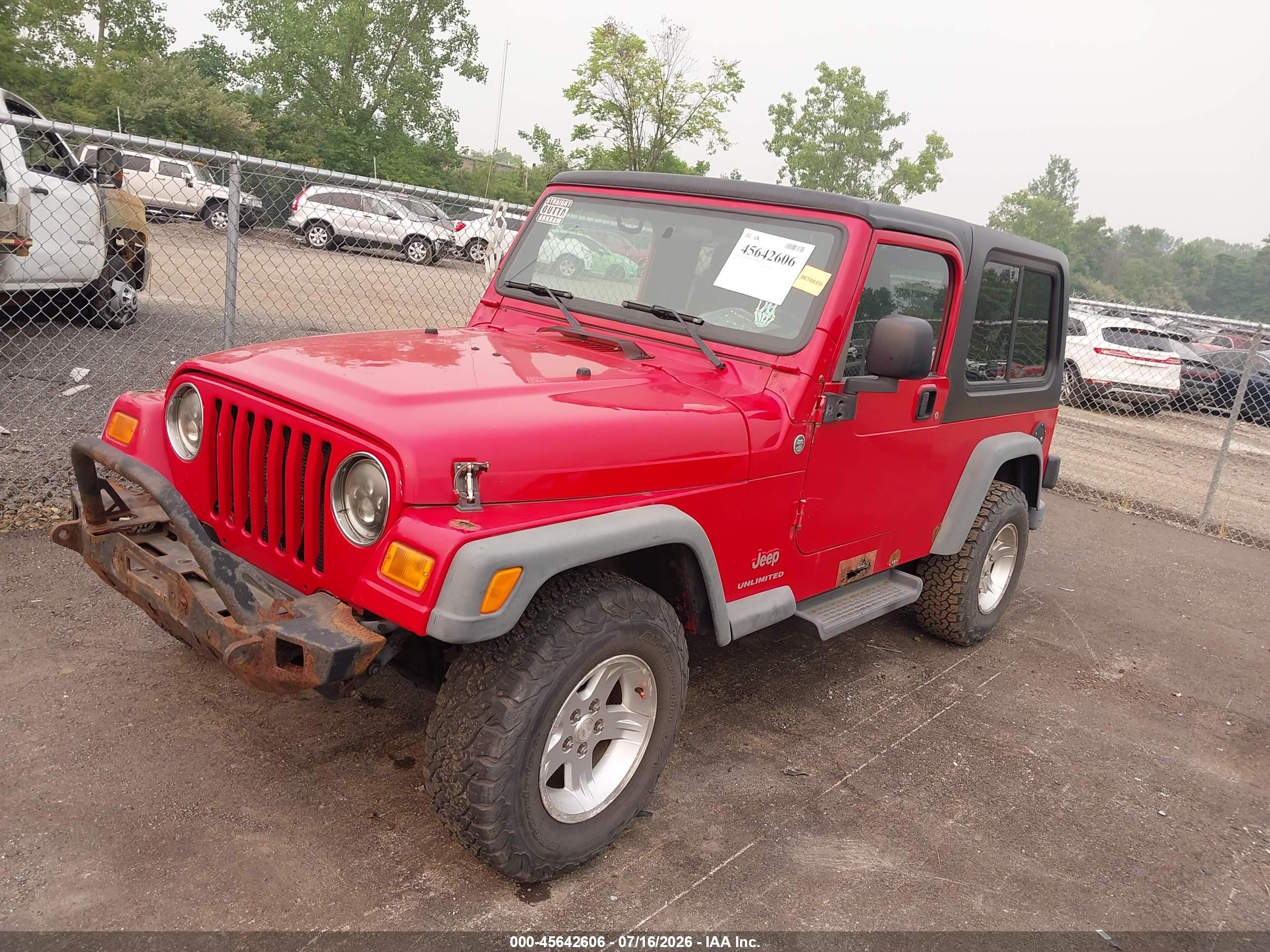 2006 Jeep Wrangler Unlimited LWB, VIN 1J4FA44S06P714067 — Hail