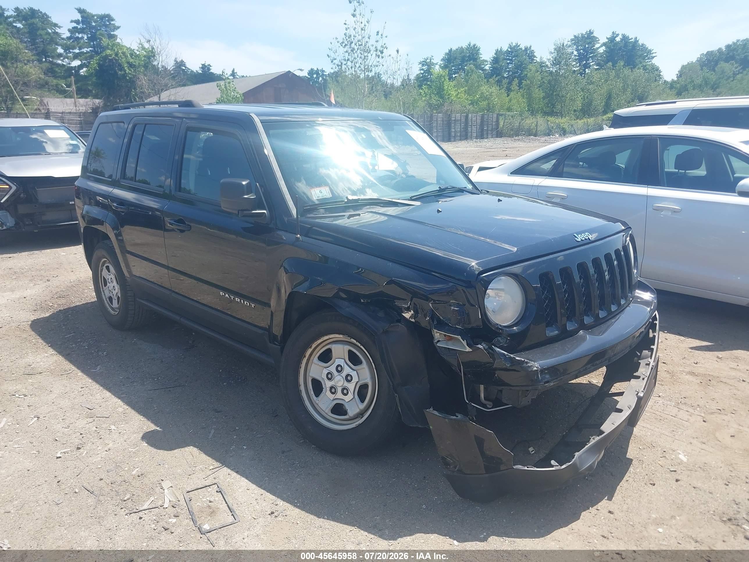 2012 Jeep Patriot Sport, VIN 1C4NJPBA1CD627434 — Front end