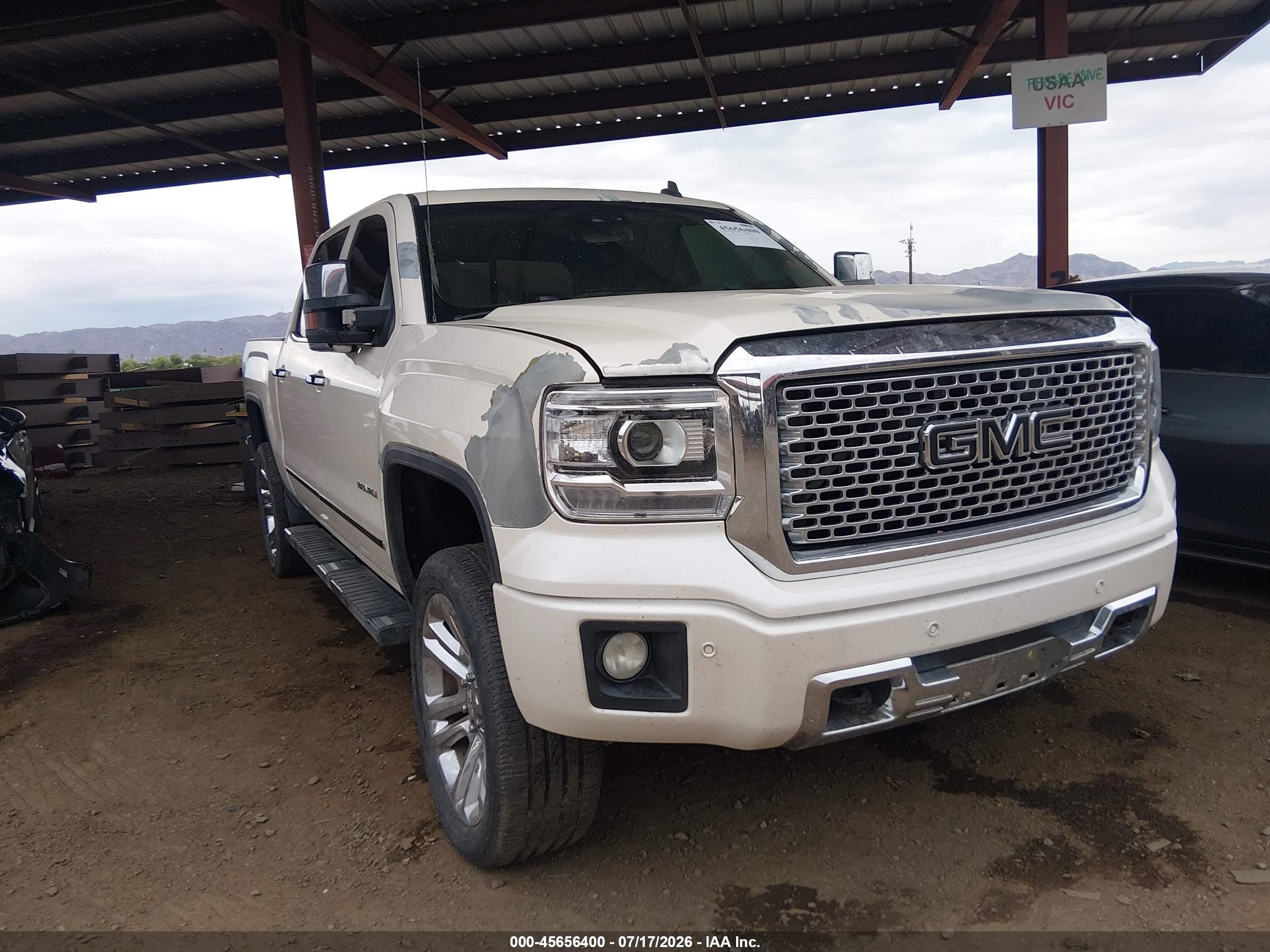 2014 GMC Sierra 1500 Denali, VIN 3GTU2WEJ7EG517959 — Engine fire