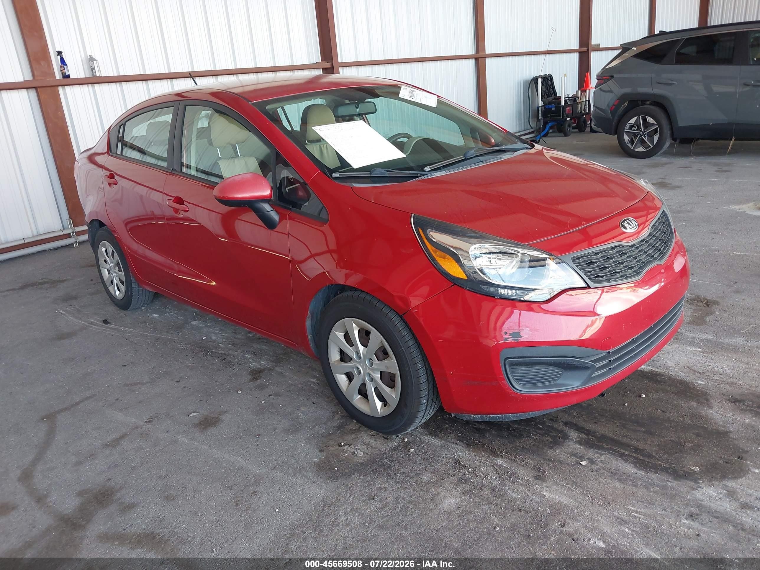 2013 Kia Rio LX, VIN KNADM4A37D6154761 — Rear end
