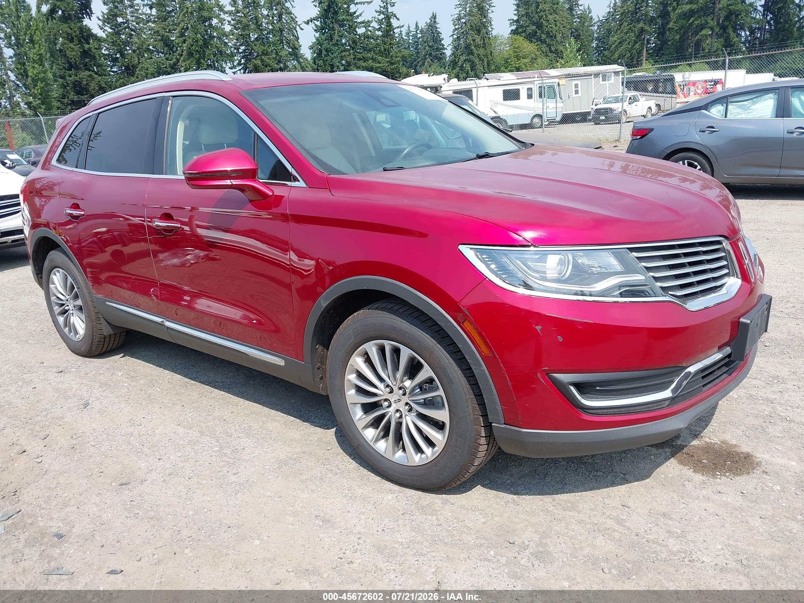 2016 Lincoln Nautilus Reserve, VIN 2LMPJ8KP6GBL53842 — Repossession