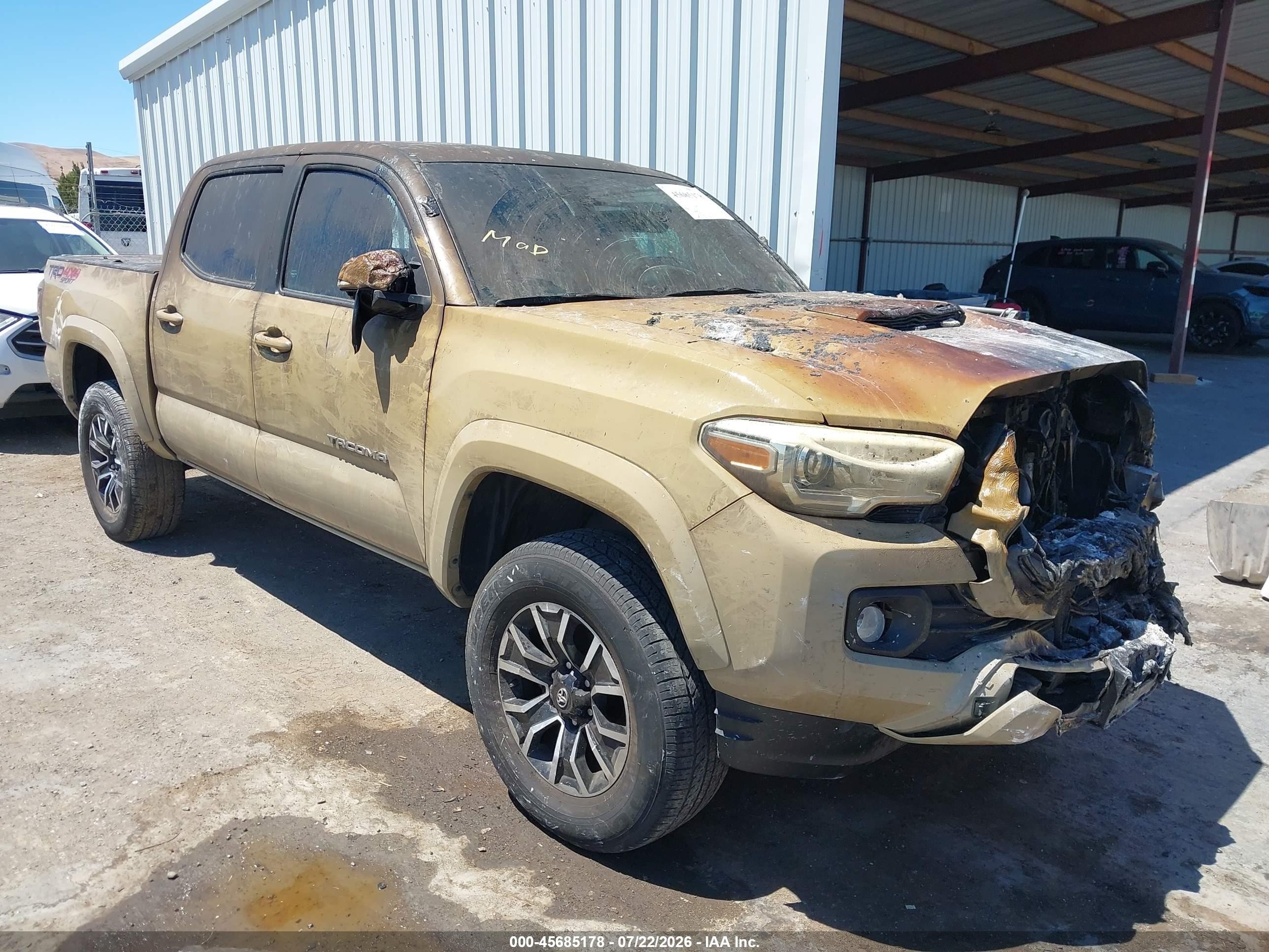 2020 Toyota Tacoma TRD Off Road, VIN 3TMCZ5AN1LM358896 — Burn