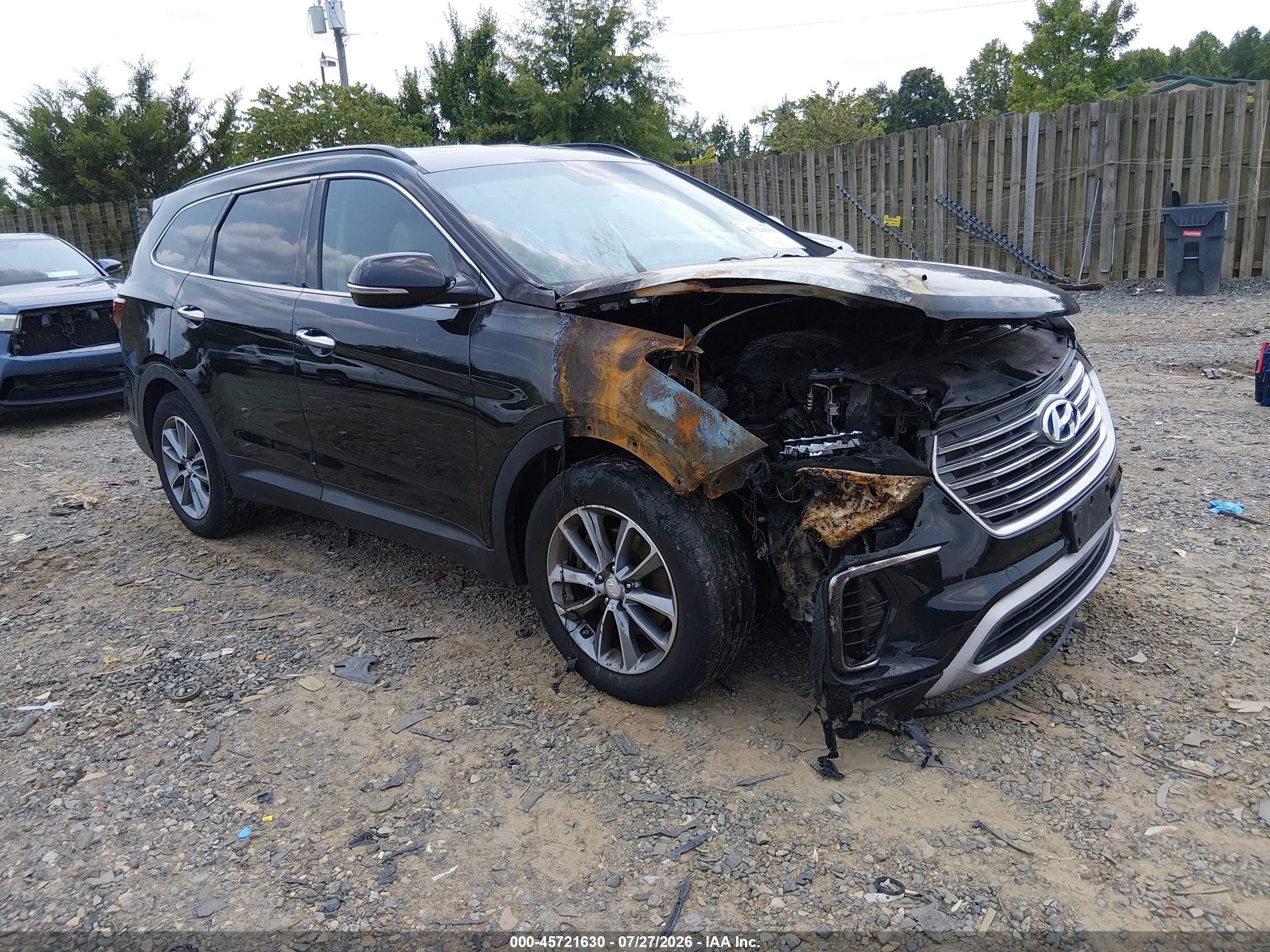 2017 Hyundai Santa Fe Limited, VIN KM8SNDHF7HU244304 — Engine fire