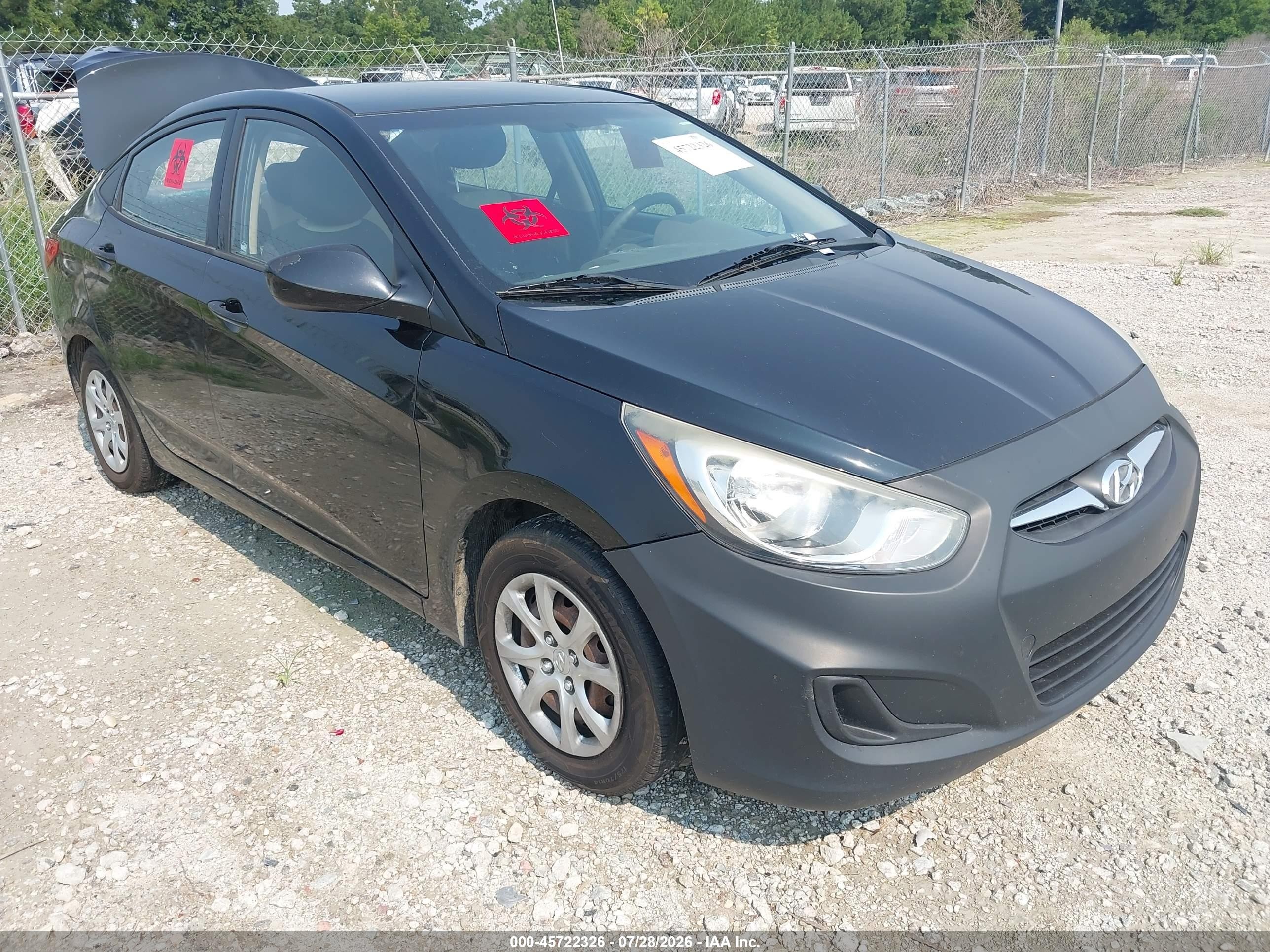 2013 Hyundai Accent GLS, VIN KMHCT4AE2DU565625 — Biohazard / chemical