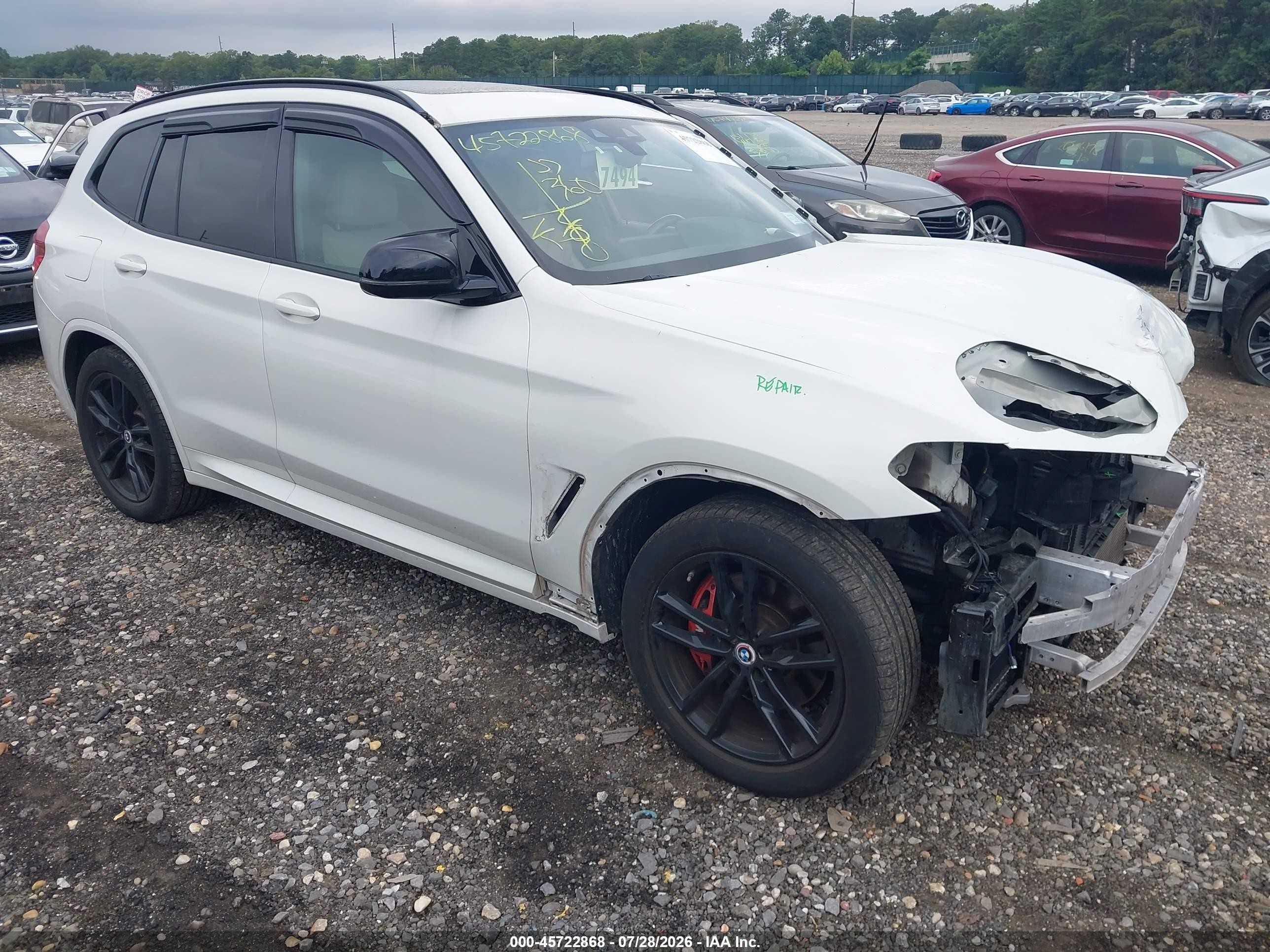 2021 BMW X3 M40i, VIN 5UXTY9C03M9E20232 — Front end