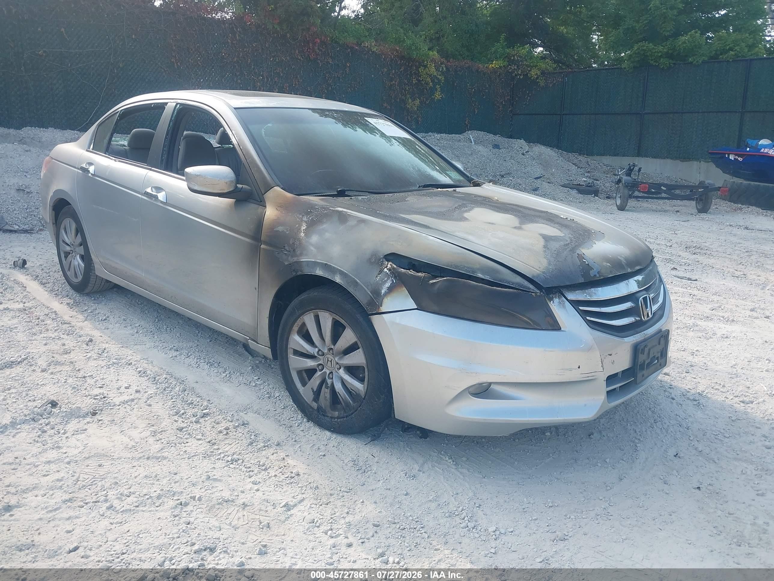 2011 Honda Accord EX-L, VIN 1HGCP3F89BA010628 — Engine fire