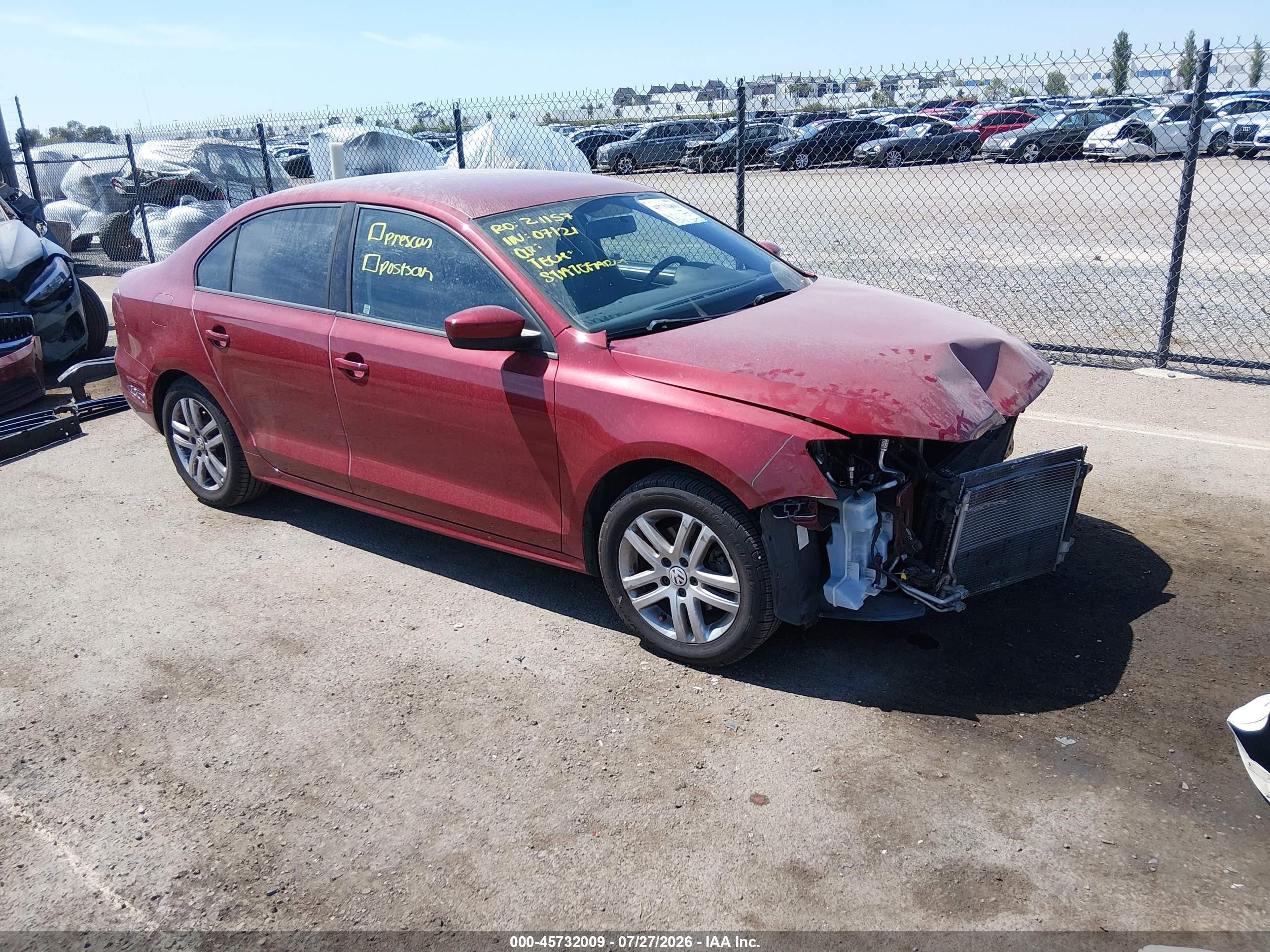 2018 Volkswagen Jetta S, VIN 3VW2B7AJ1JM257828 — Front end