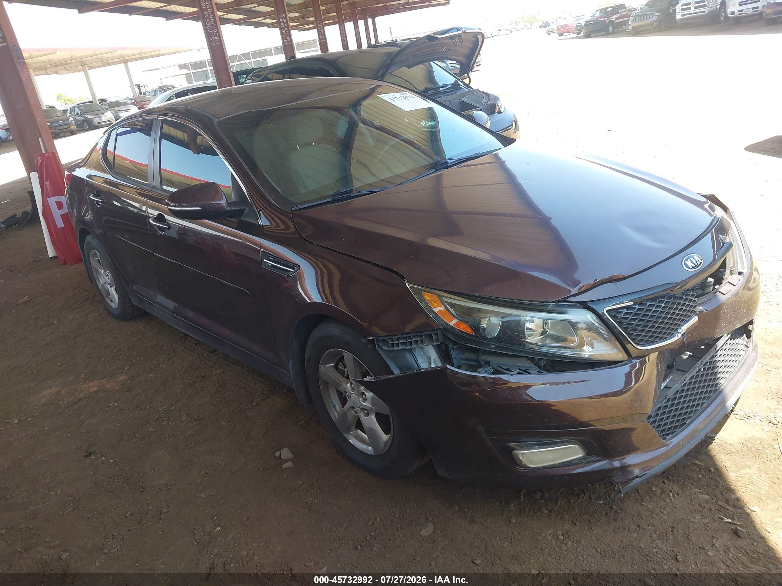 2015 Kia Optima LX, VIN 5XXGM4A75FG493641 — Front end