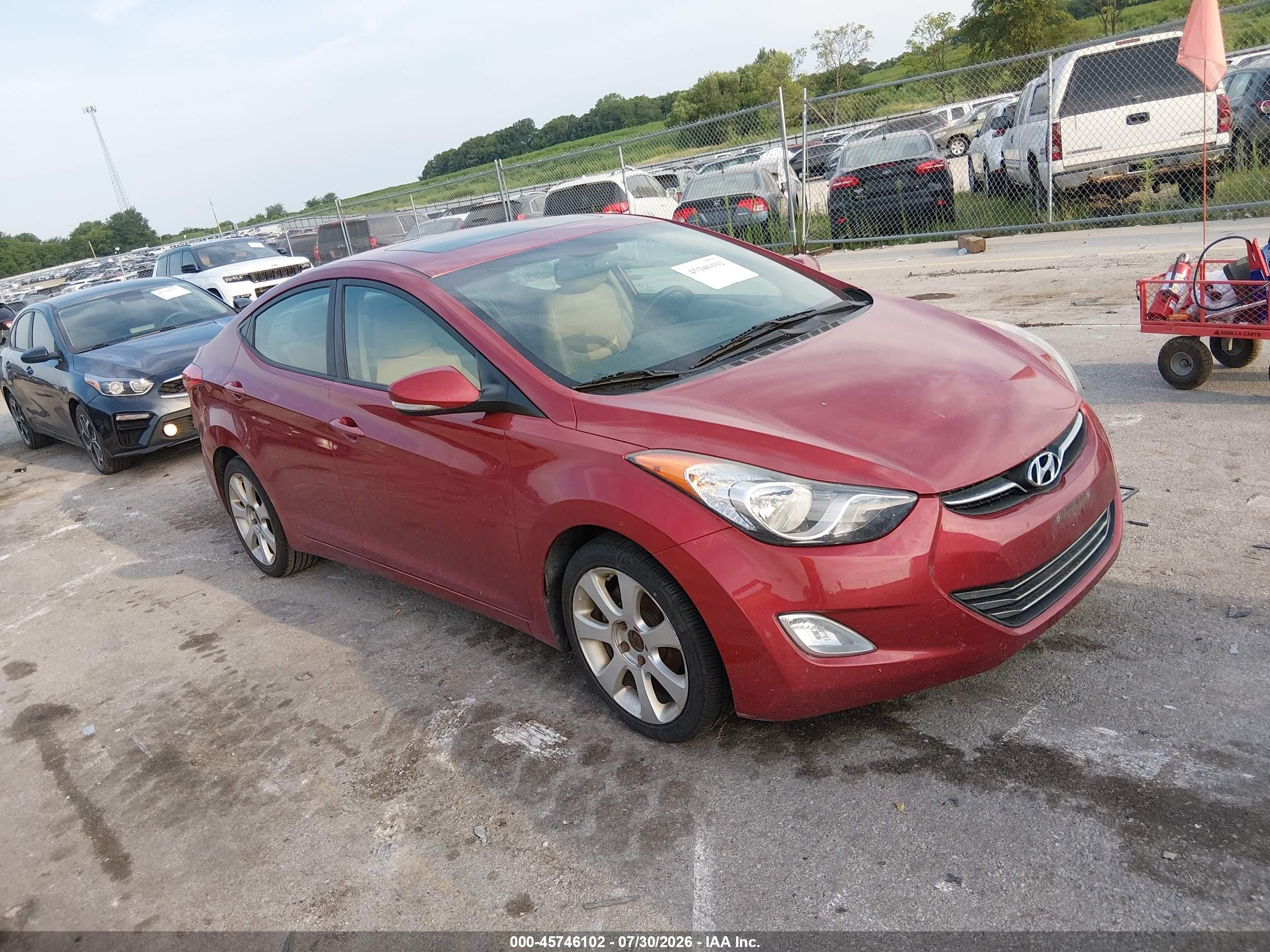 2012 Hyundai Elantra Limited, VIN KMHDH4AE6CU307855 — Normal wear