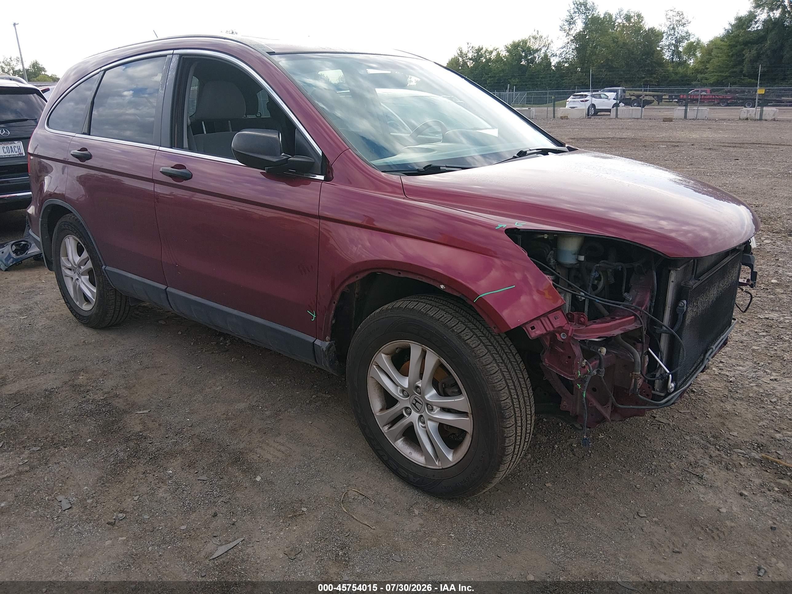 2010 Honda CR-V EX, VIN 5J6RE3H58AL010618 — Front end