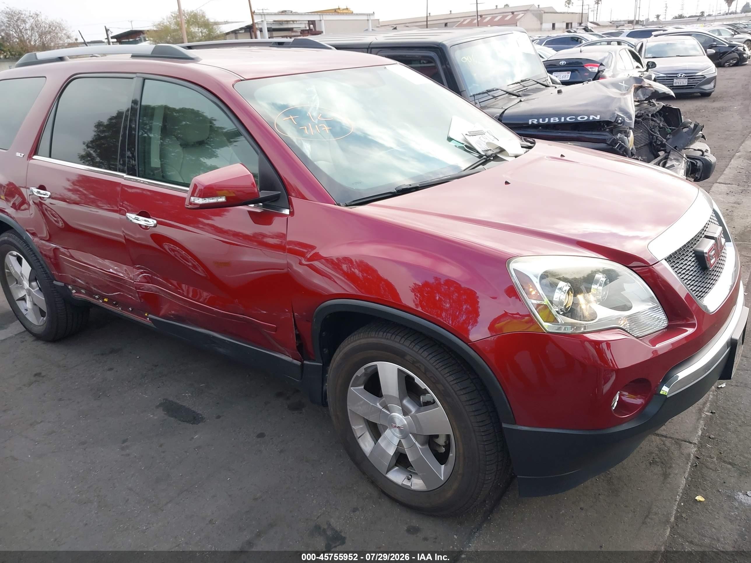 2010 GMC Acadia SLT1, VIN 1GKLRMED7AJ254777 — Бок