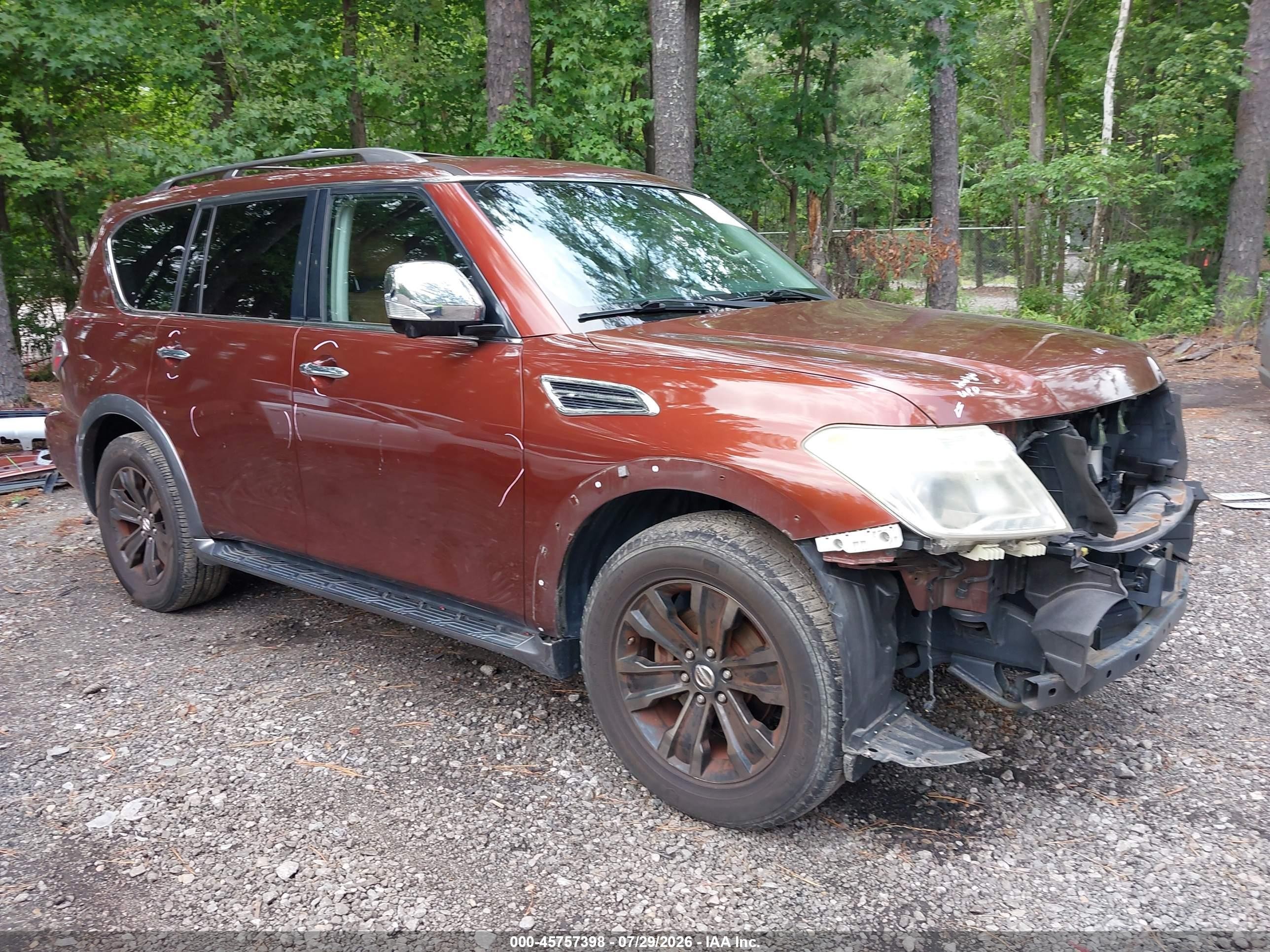 2017 Nissan Armada Platinum, VIN JN8AY2NF0H9304513 — Front end