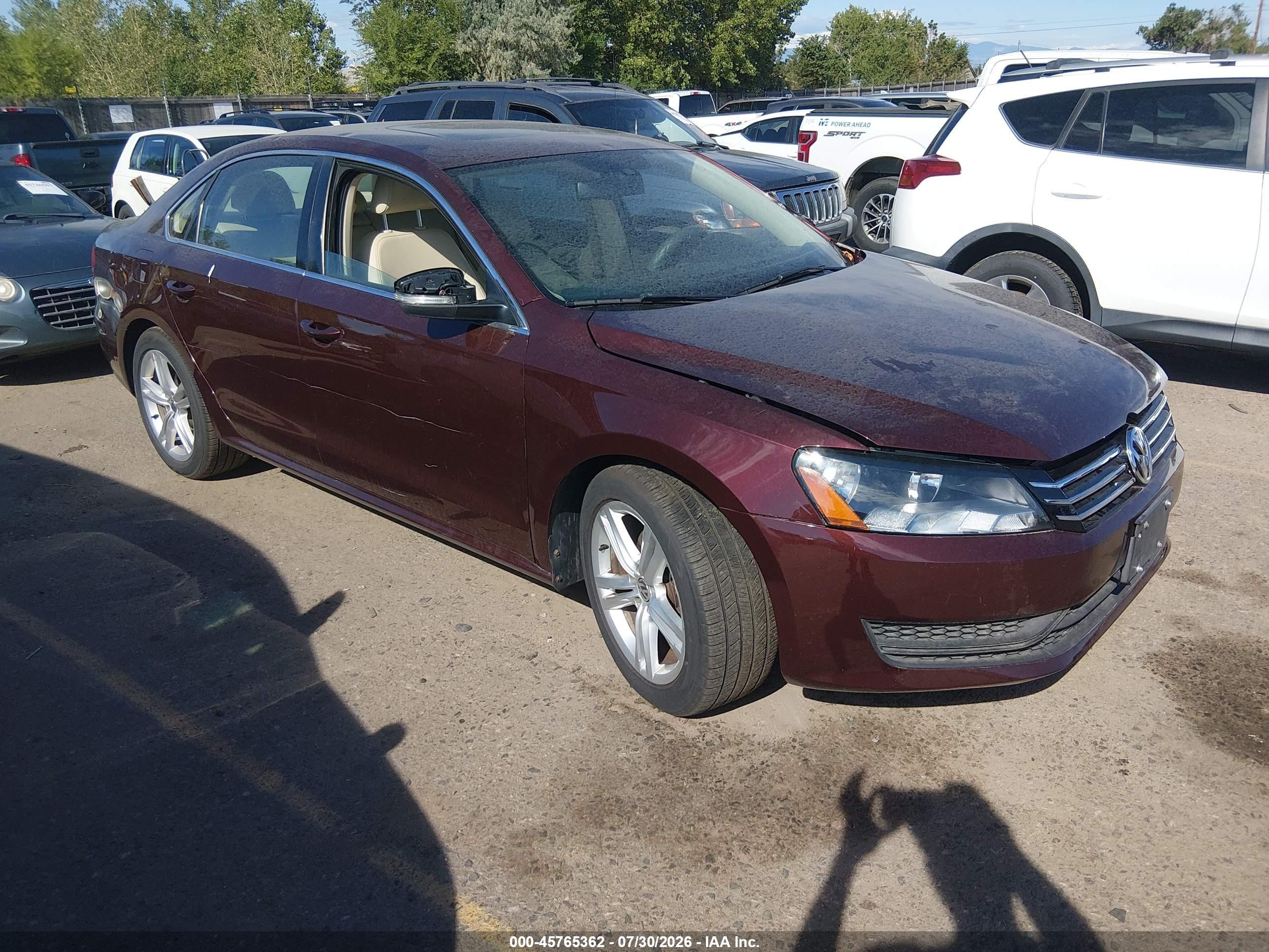 2014 Volkswagen Passat SE, VIN 1VWBN7A35EC068096 — Обычный износ