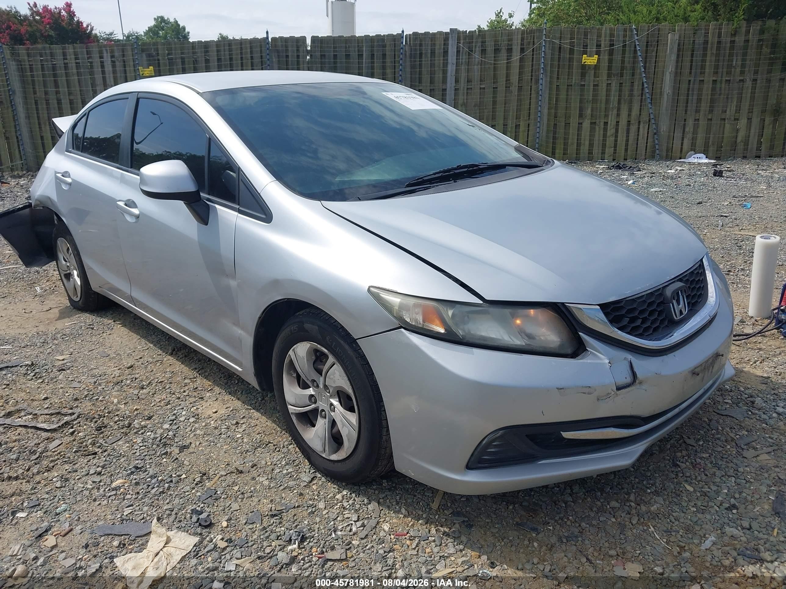 2013 Honda Civic LX, VIN 2HGFB2F54DH572758 — Rear end