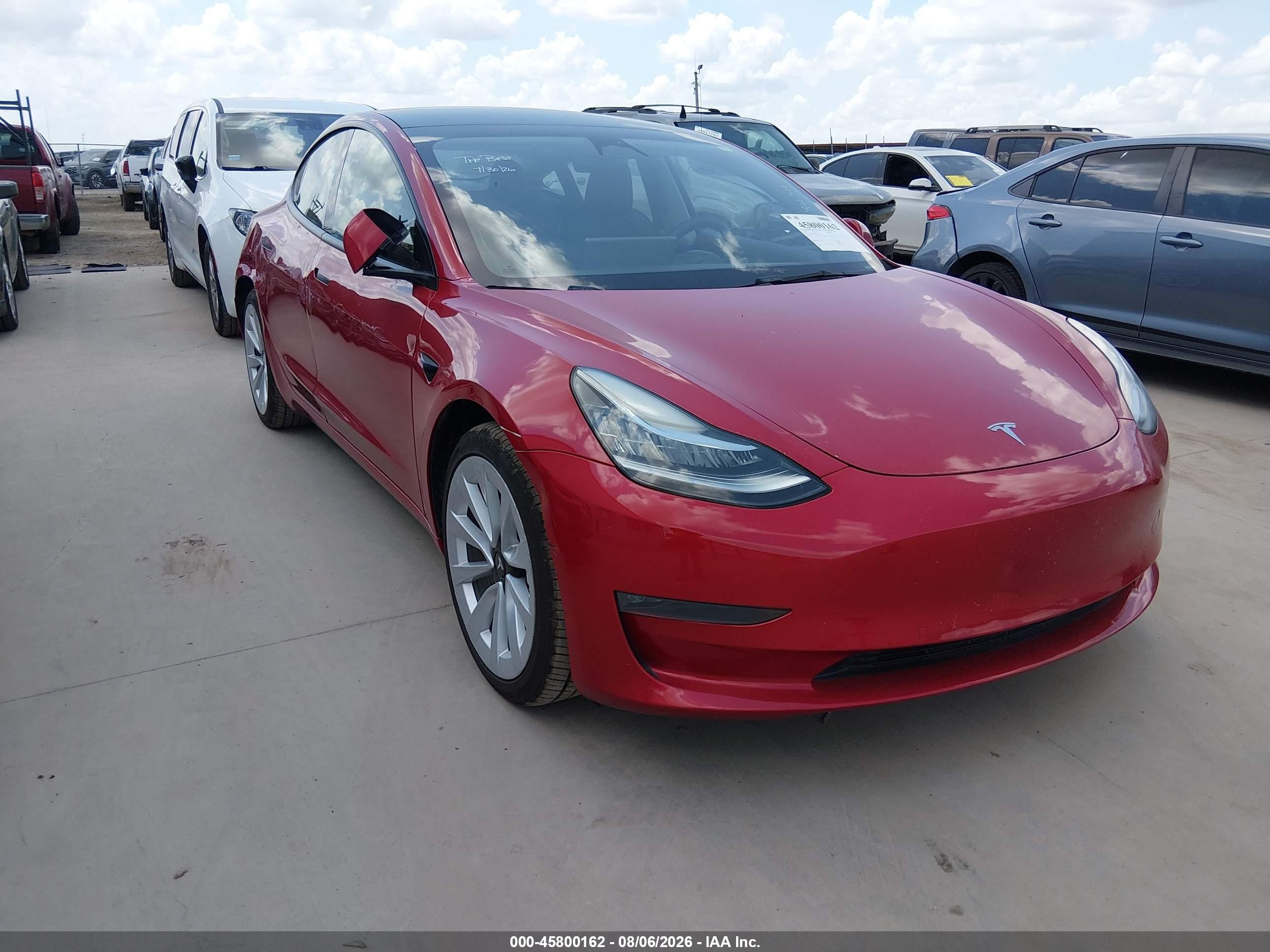 2022 Tesla Model 3 Long Range, VIN 5YJ3E1EB9NF258654 — Side