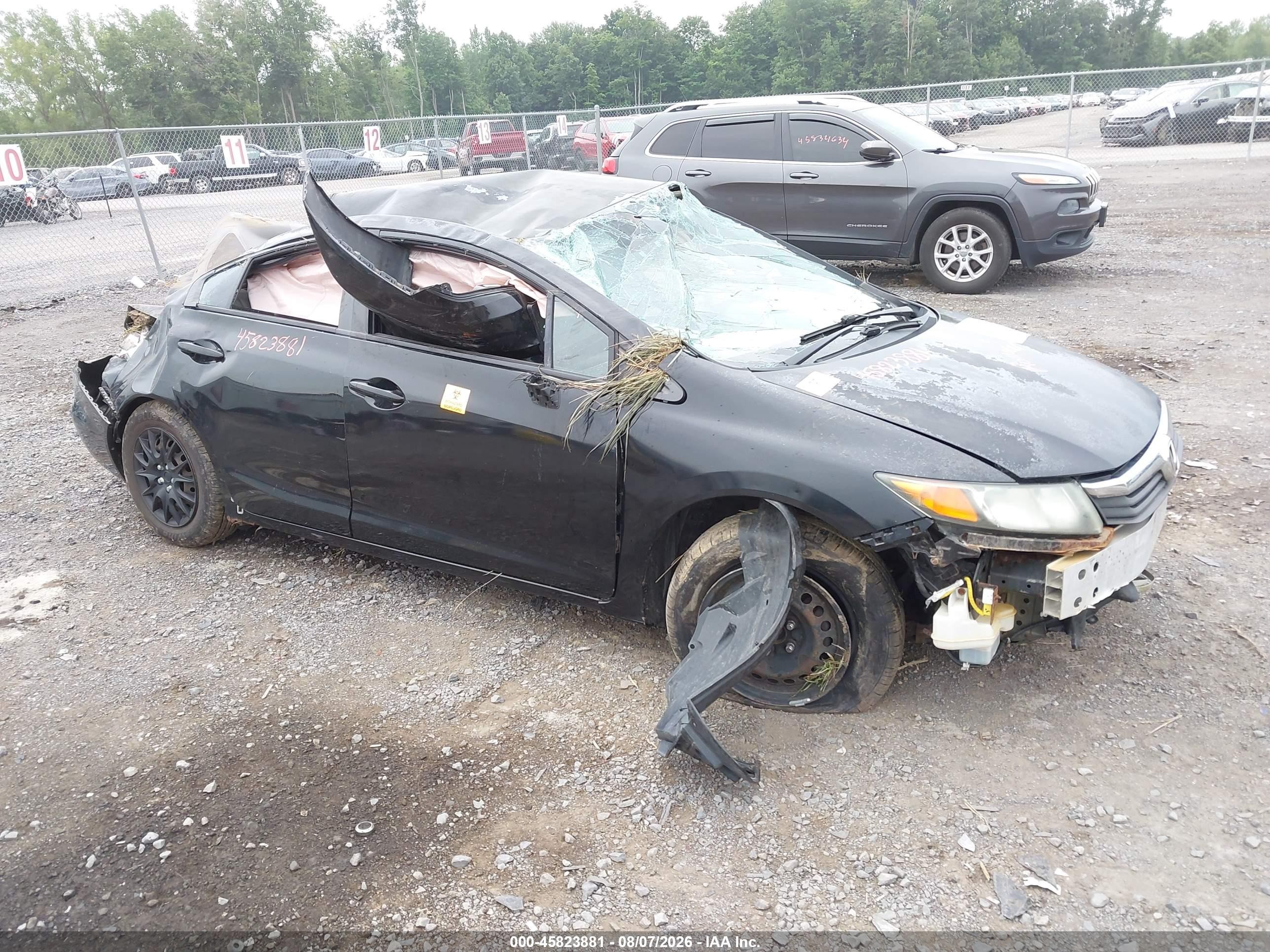 2012 Honda Civic LX, VIN 2HGFB2F55CH608956 — Rollover