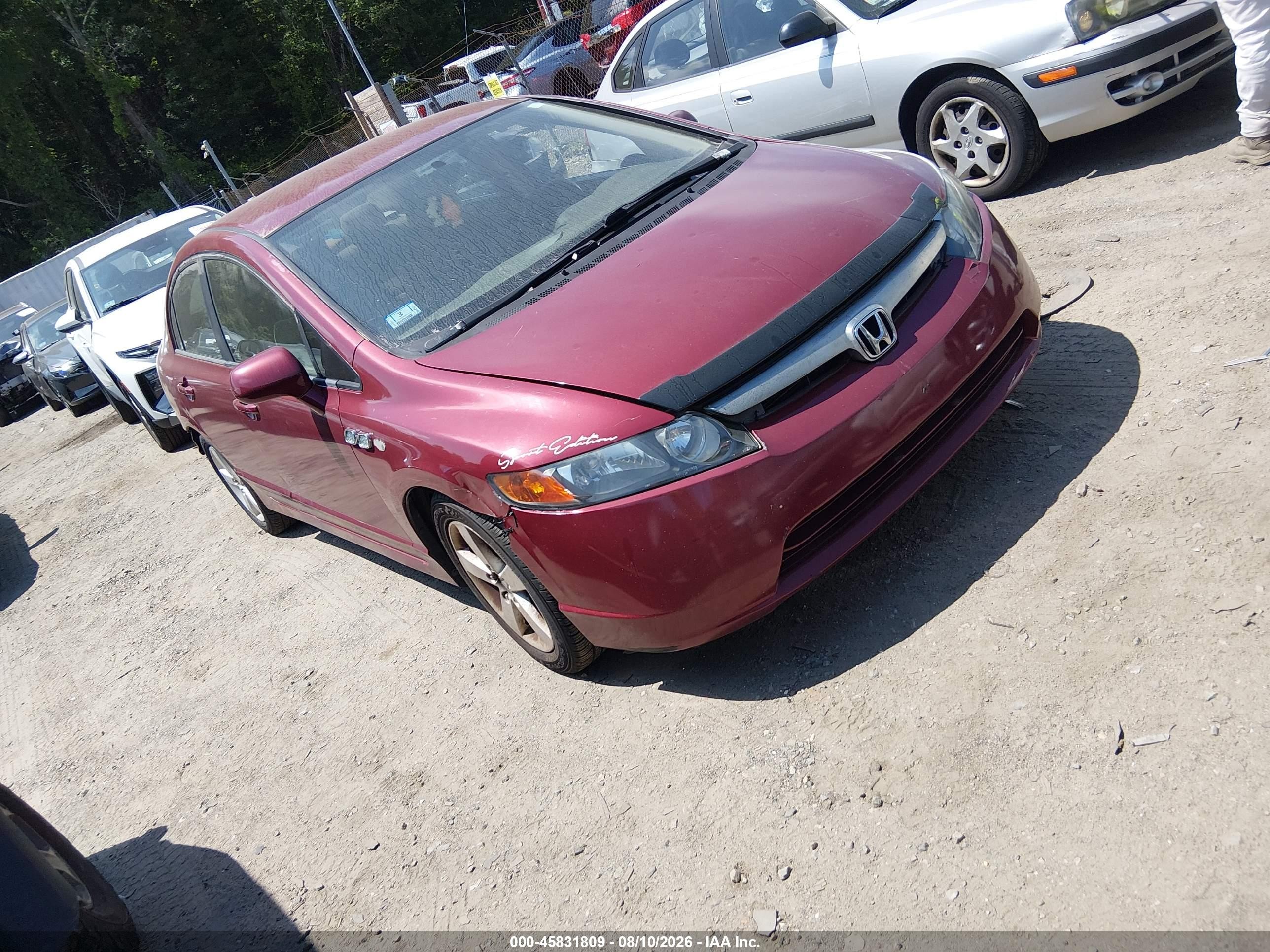 2008 Honda Civic LX, VIN 1HGFA16528L018057 — Rear end