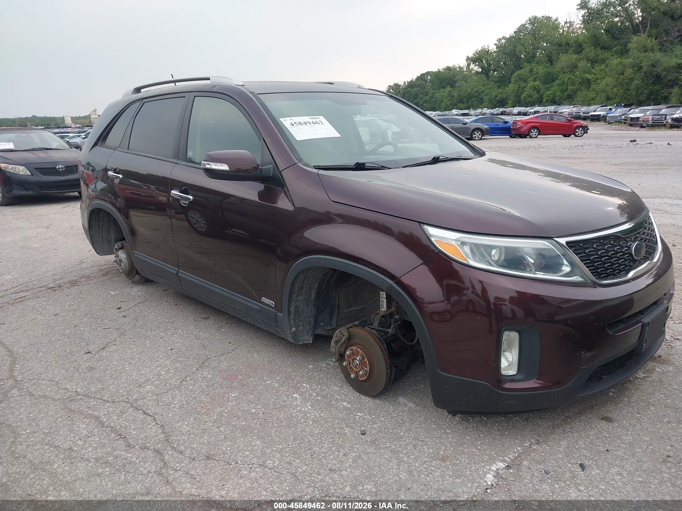 2014 Kia Sorento LX, VIN 5XYKTCA66EG497383 — Обычный износ